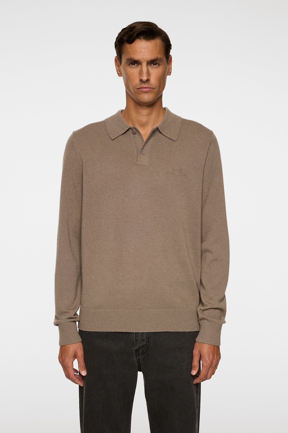 Edgar Knitted Wool Polo in Brindle by J.Lindeberg
