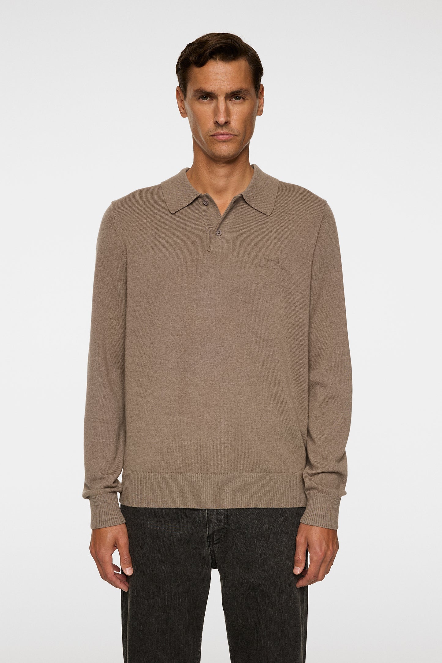 Edgar Knitted Wool Polo in Brindle by J.Lindeberg