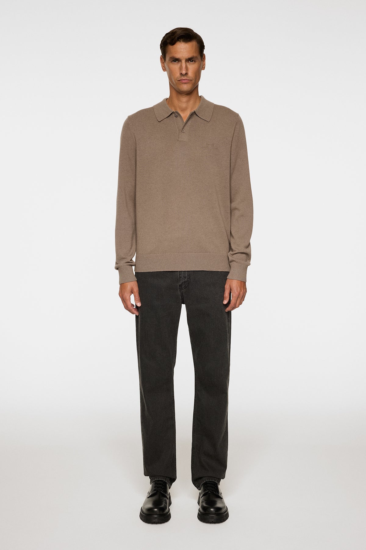 Edgar Knitted Wool Polo in Brindle by J.Lindeberg
