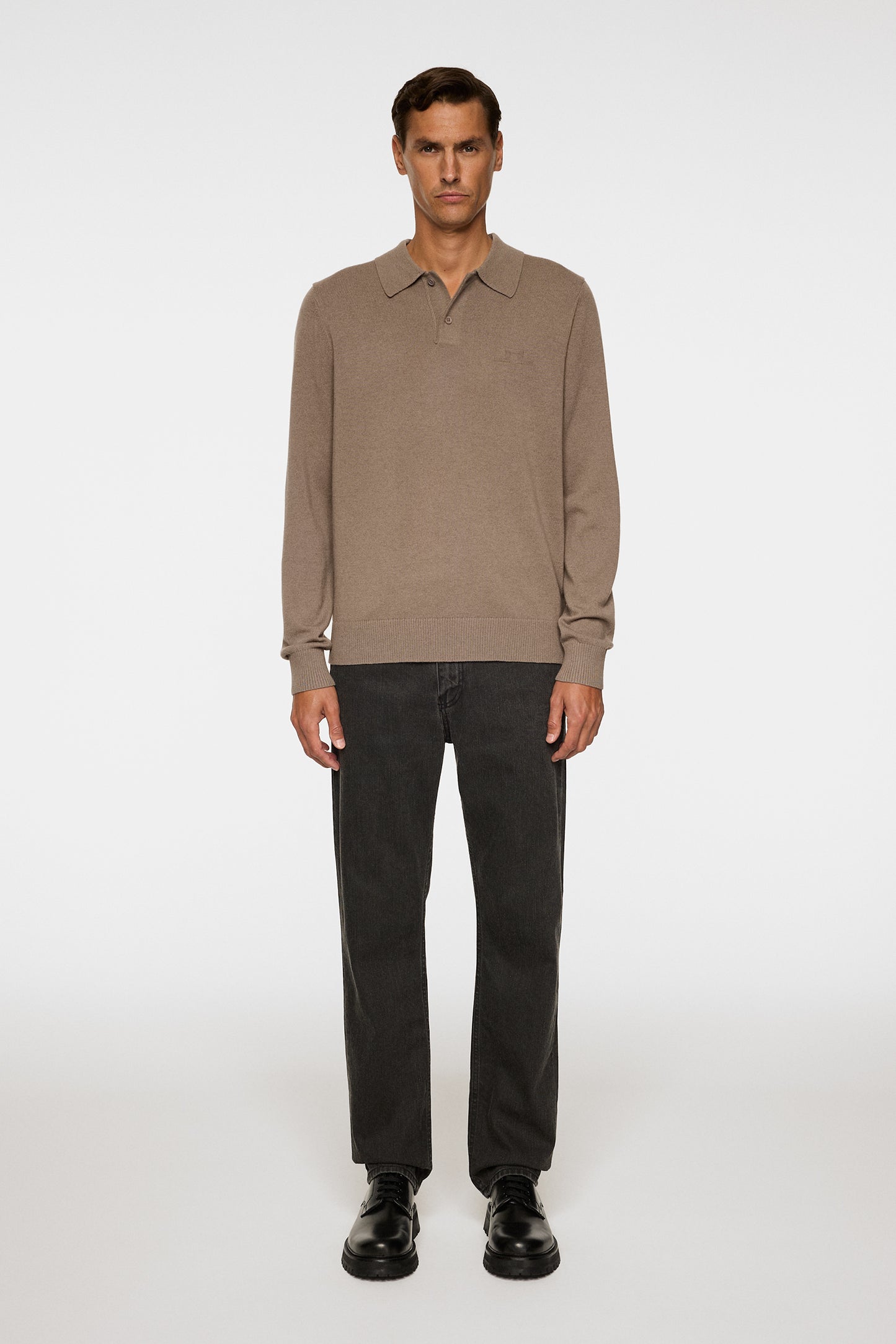 Edgar Knitted Wool Polo in Brindle by J.Lindeberg