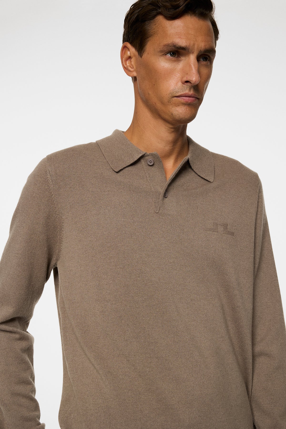 Edgar Knitted Wool Polo in Brindle by J.Lindeberg