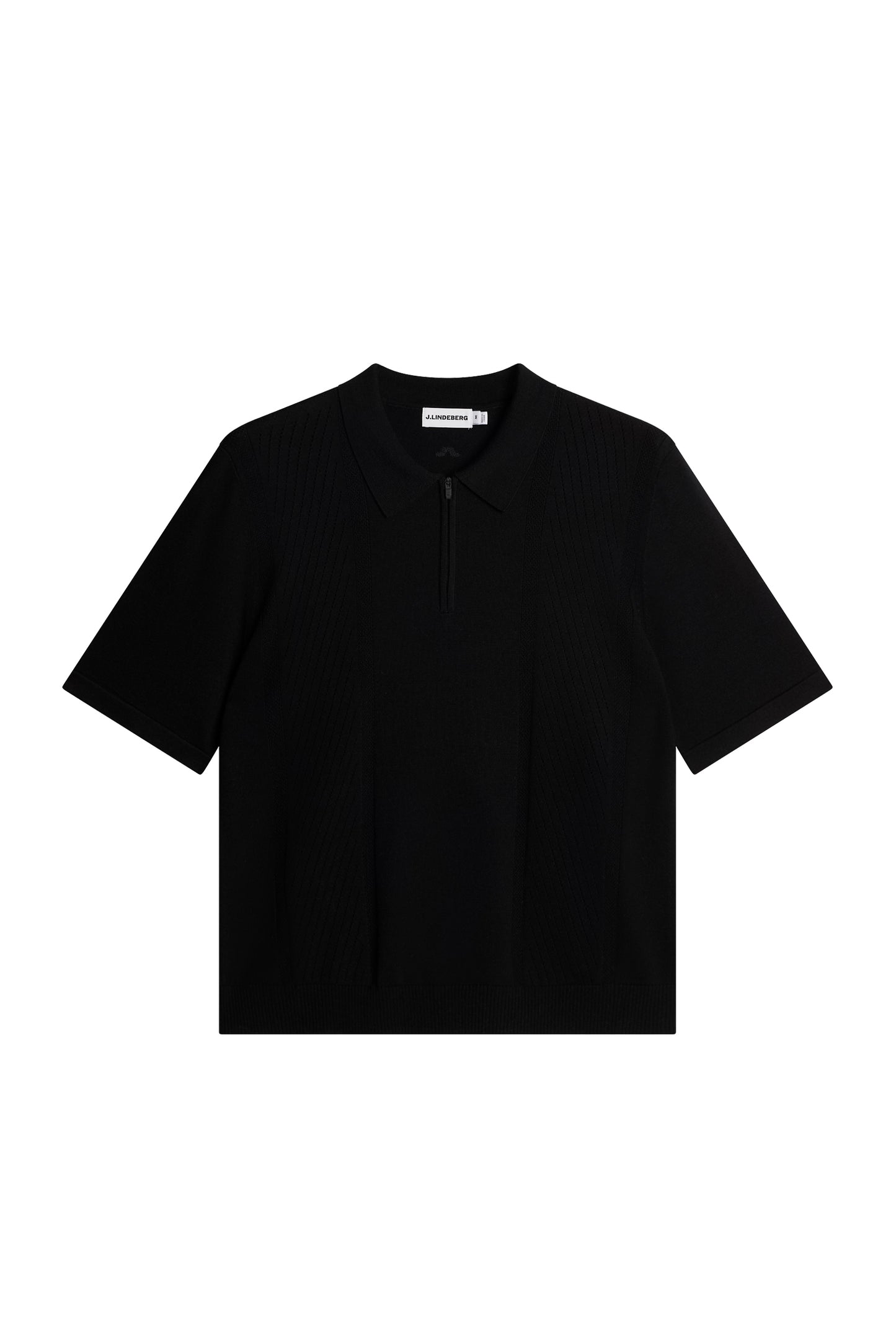 Remy Structure Zip Knit Polo in Black by J.Lindeberg