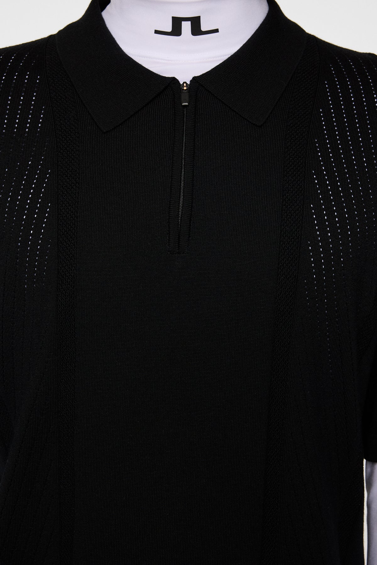 Remy Structure Zip Knit Polo in Black by J.Lindeberg
