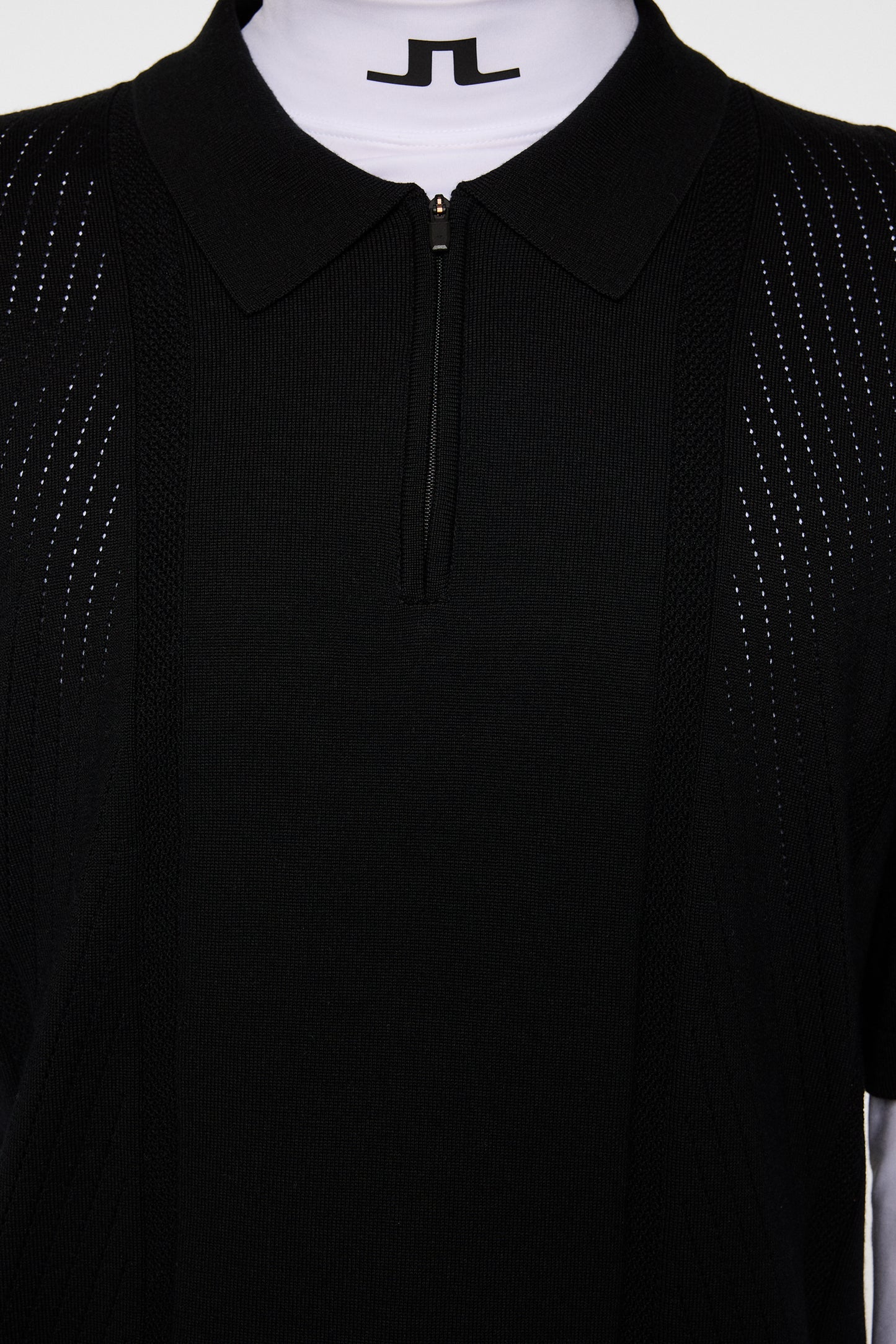 Remy Structure Zip Knit Polo in Black by J.Lindeberg