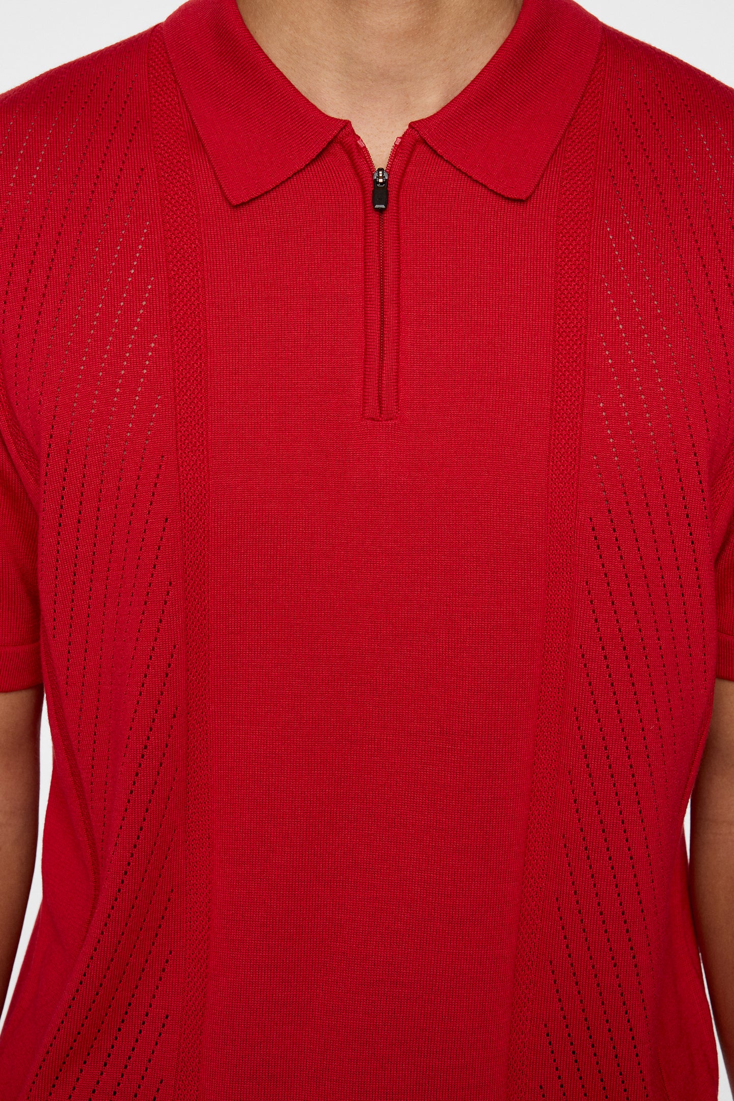 Remy Structure Zip Knit Polo in Barbados Cherry by J.Lindeberg