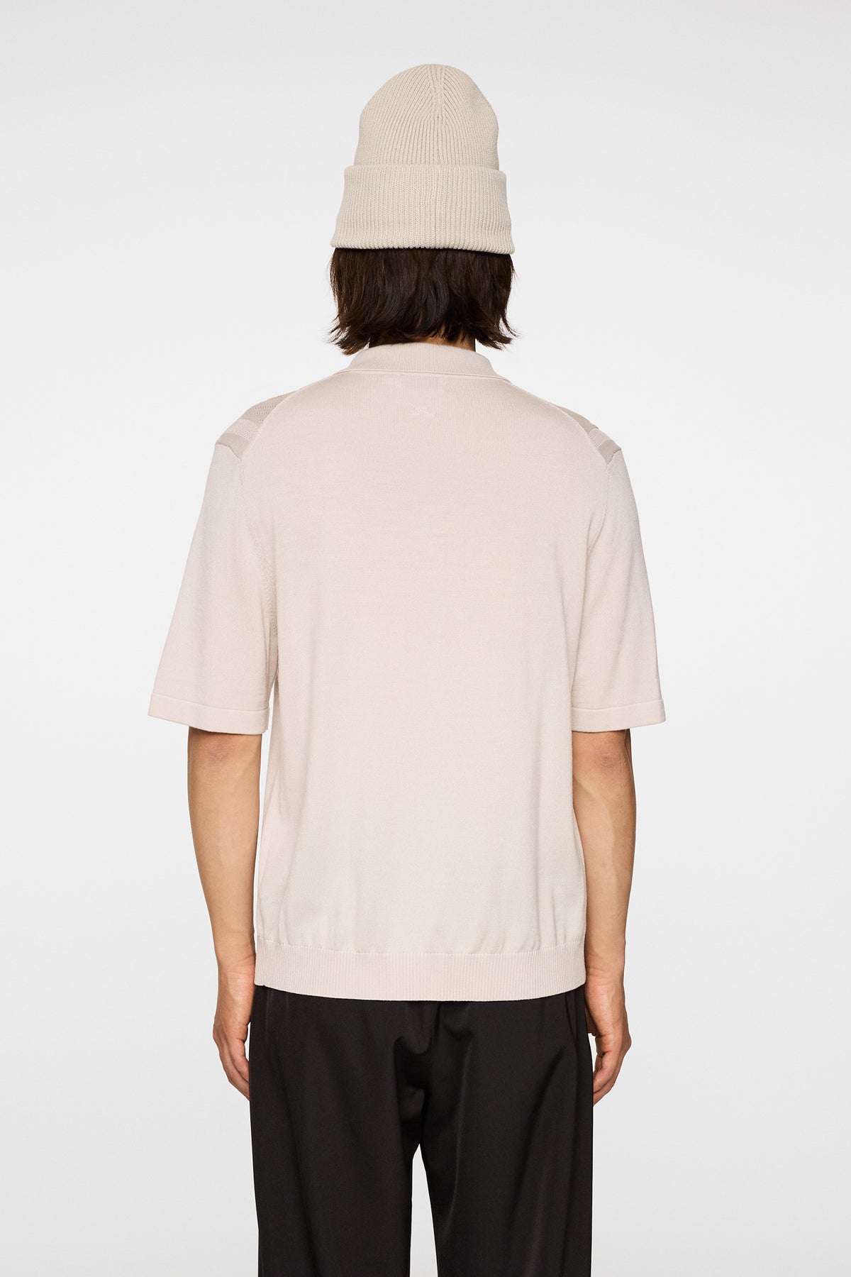 Remy Structure Zip Knit Polo in Moonbeam by J.Lindeberg