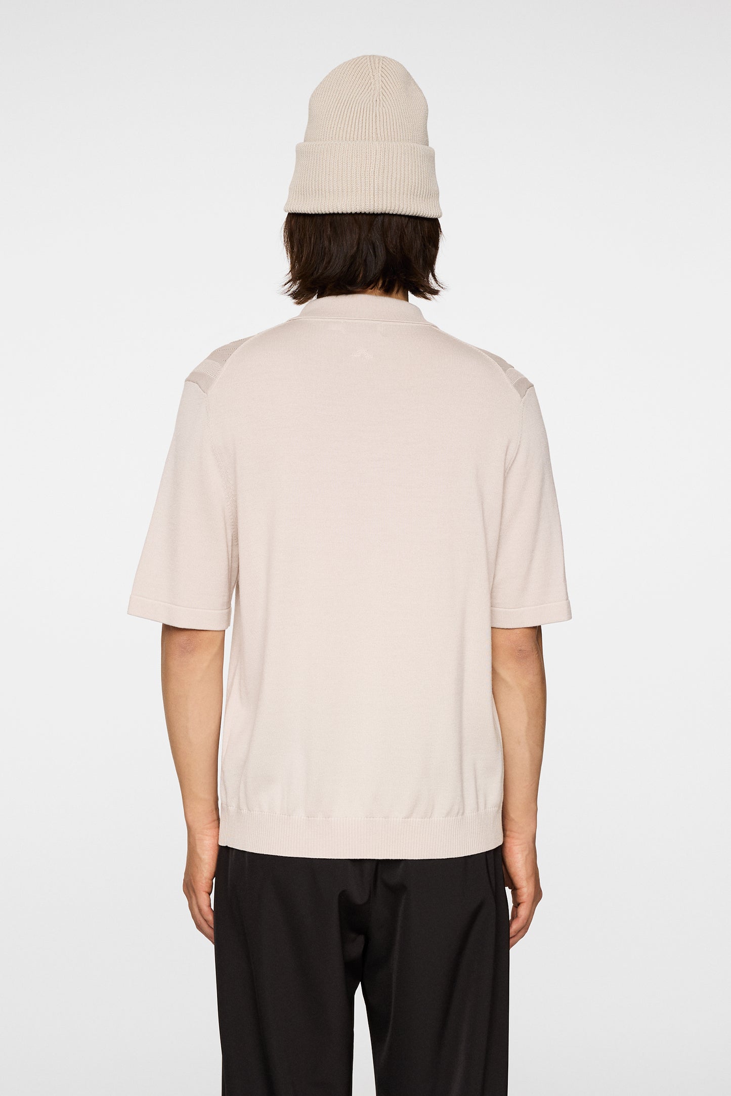 Remy Structure Zip Knit Polo in Moonbeam by J.Lindeberg