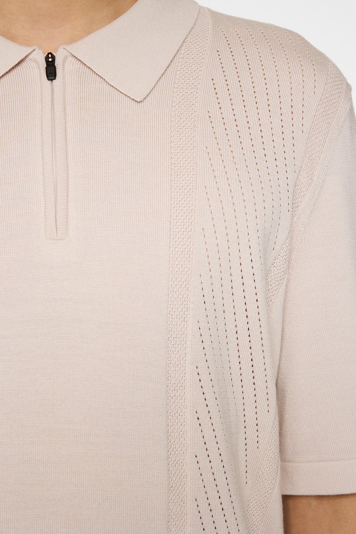 Remy Structure Zip Knit Polo in Moonbeam by J.Lindeberg