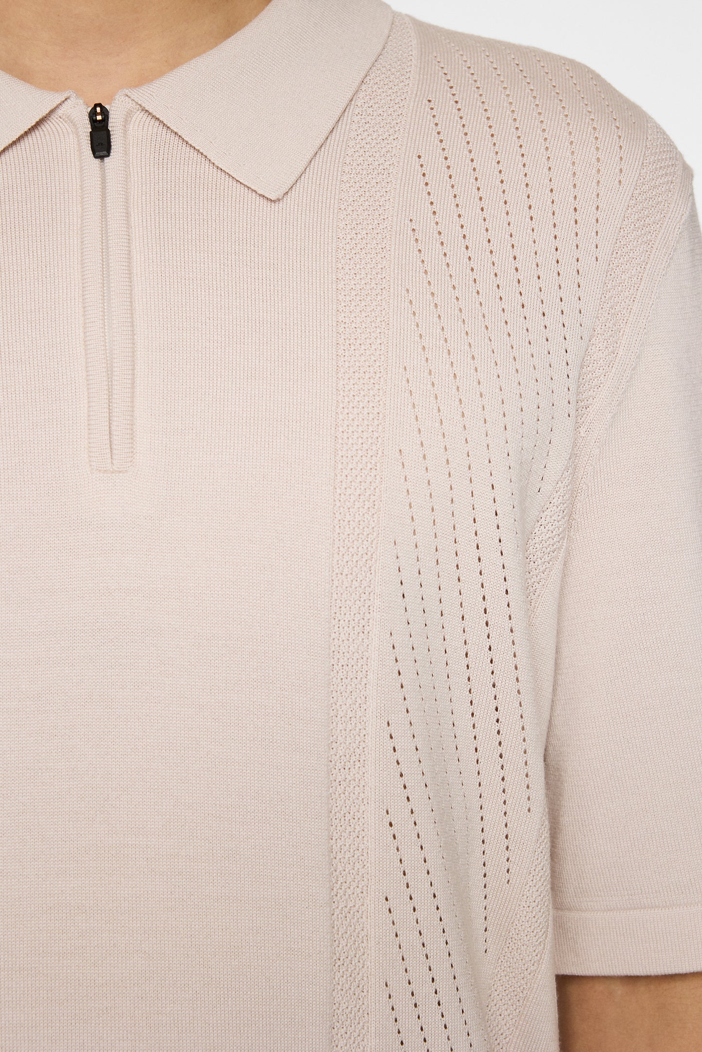 Remy Structure Zip Knit Polo in Moonbeam by J.Lindeberg