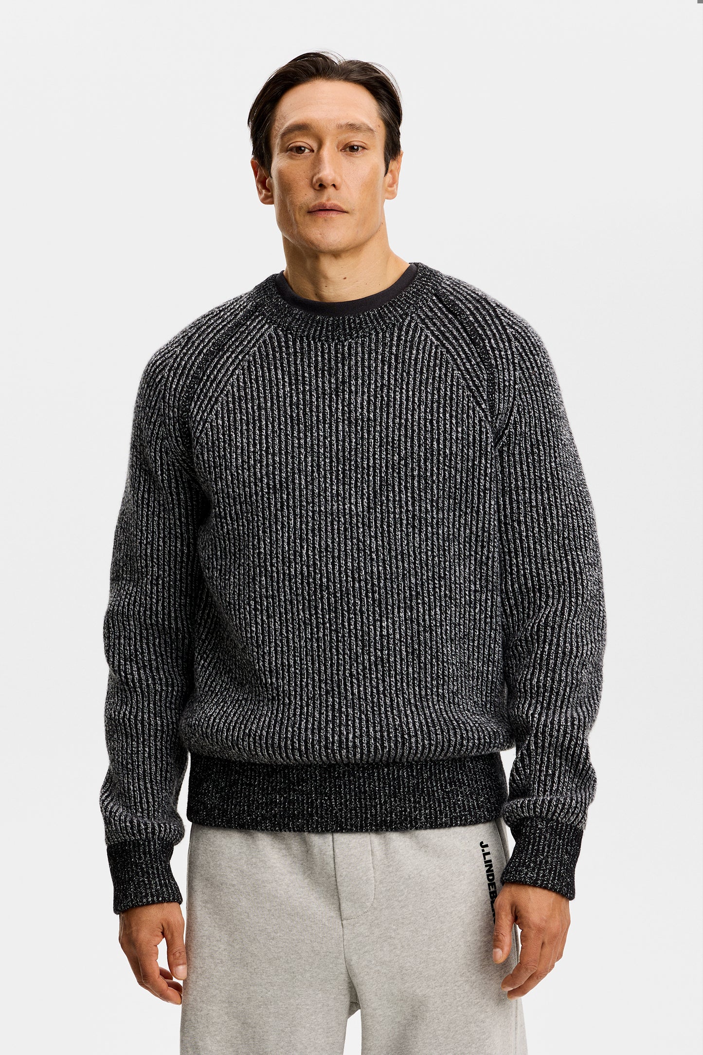 Fred Knitted Crew Neck in Dark Grey Melange by J.Lindeberg
