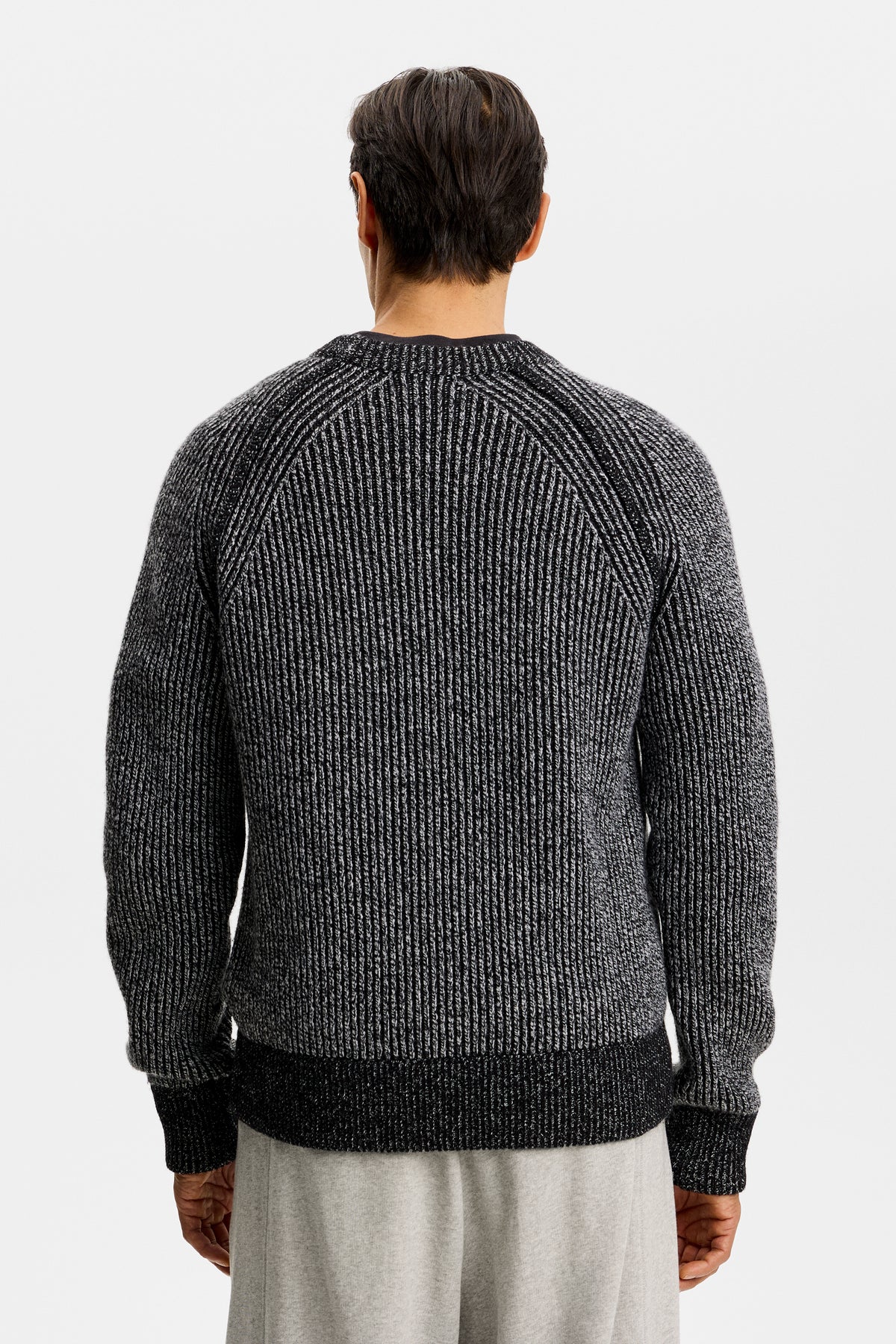 Fred Knitted Crew Neck in Dark Grey Melange by J.Lindeberg