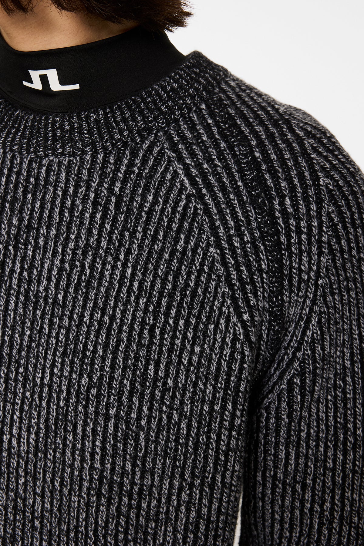 Fred Knitted Crew Neck in Dark Grey Melange by J.Lindeberg
