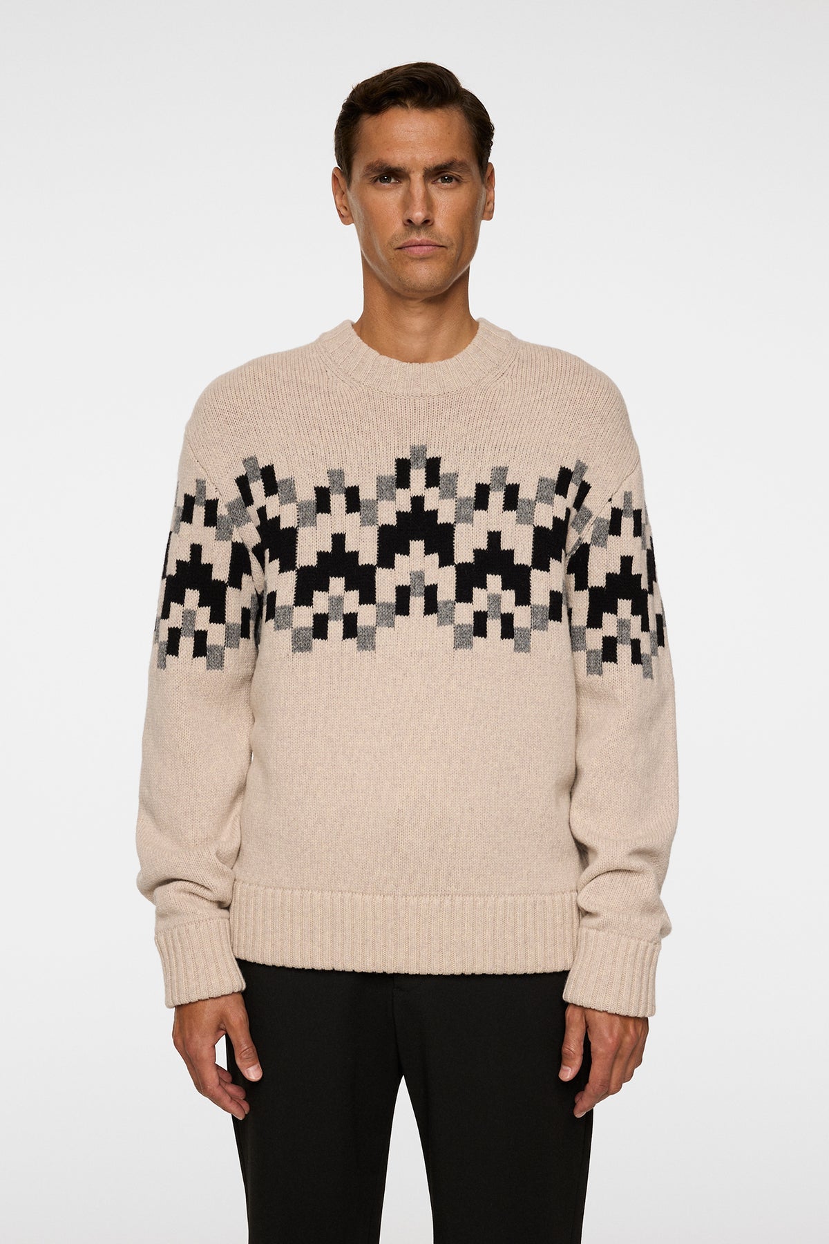 Faris Fair Isle Knit Sweater in Moonbeam by J.Lindeberg