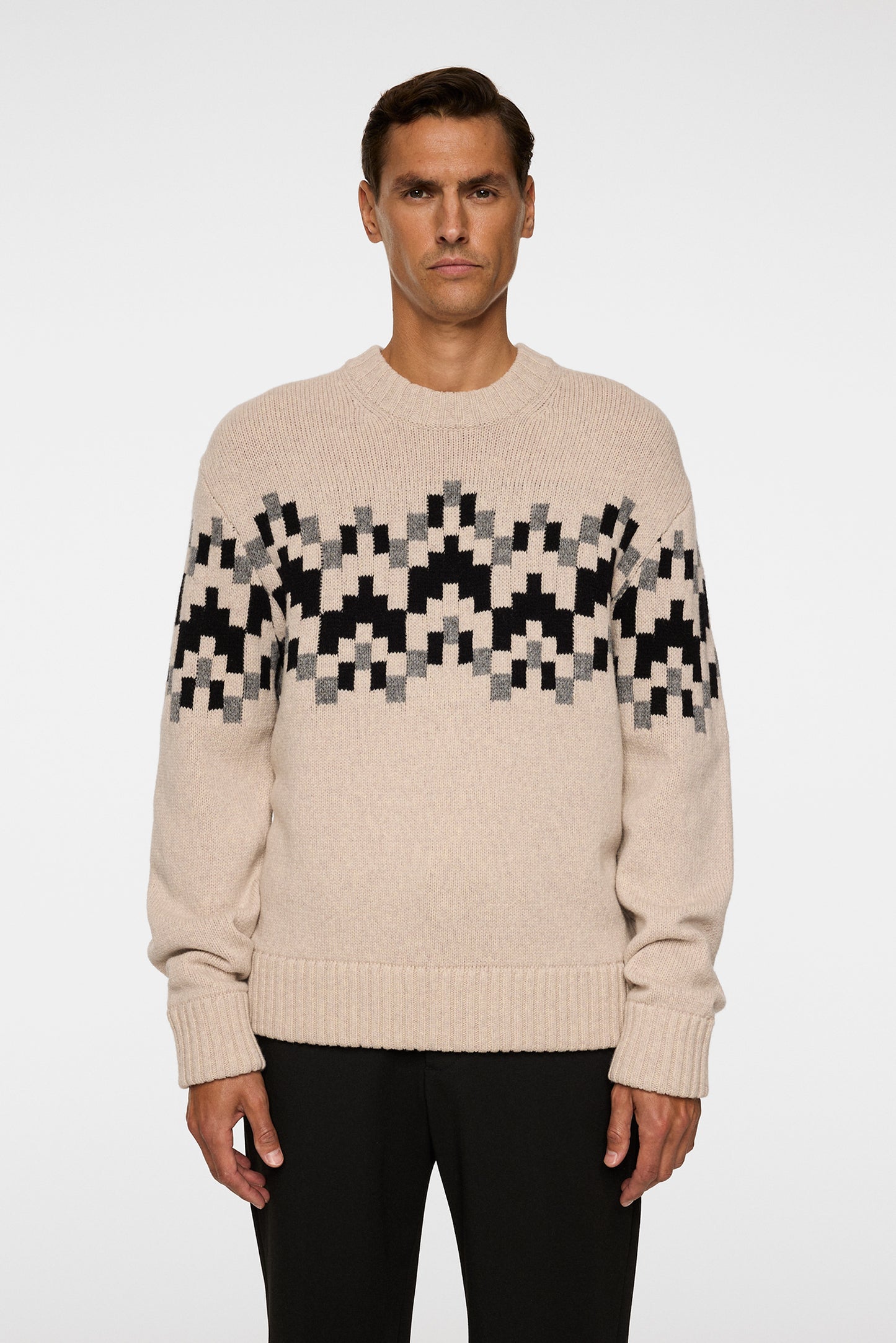Faris Fair Isle Knit Sweater in Moonbeam by J.Lindeberg