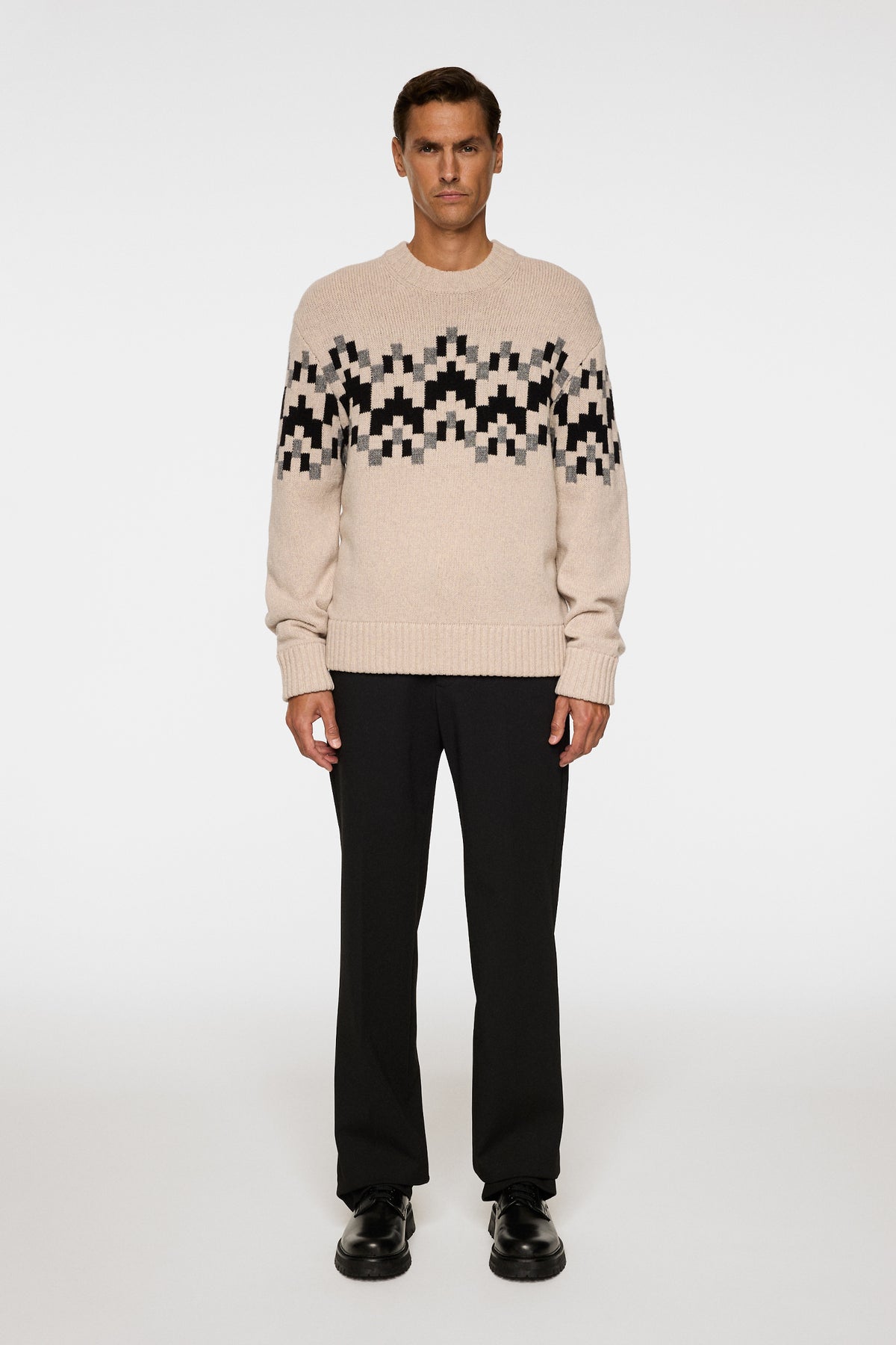 Faris Fair Isle Knit Sweater in Moonbeam by J.Lindeberg