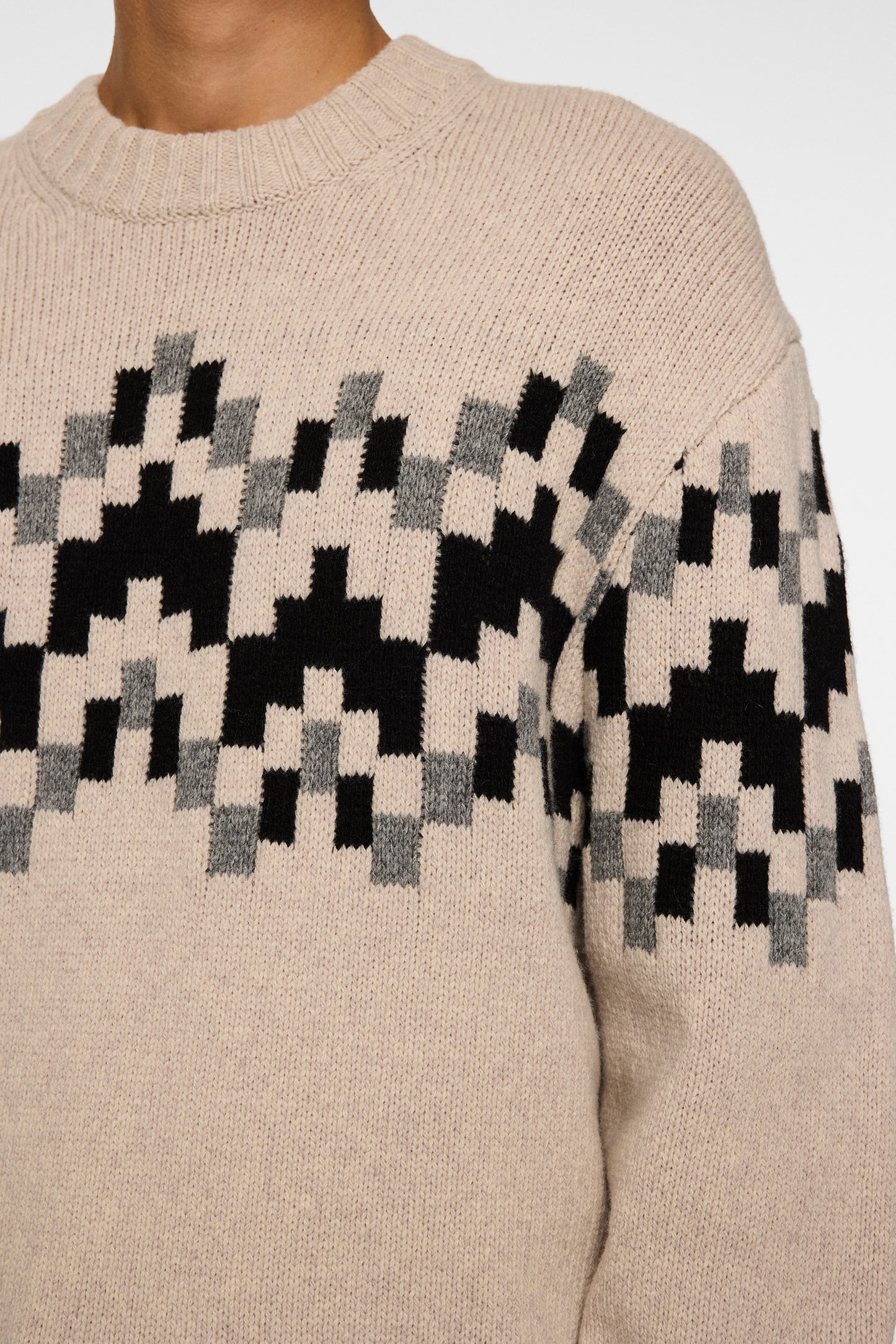 Faris Fair Isle Knit Sweater in Moonbeam by J.Lindeberg