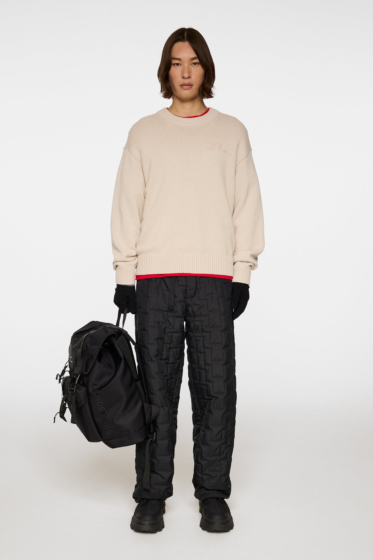 Eddy Cotton Wool Crew Neck in Moonbeam by J.Lindeberg