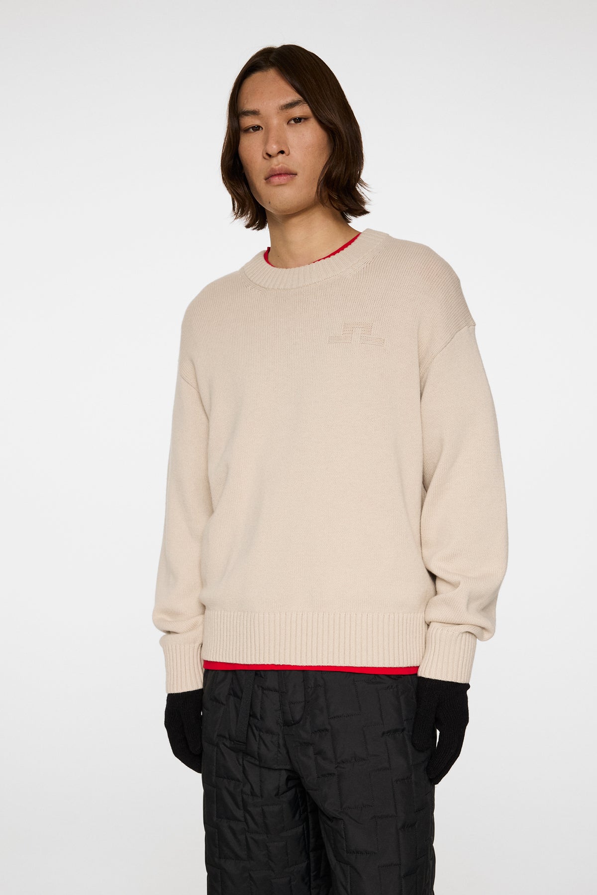 Eddy Cotton Wool Crew Neck in Moonbeam by J.Lindeberg
