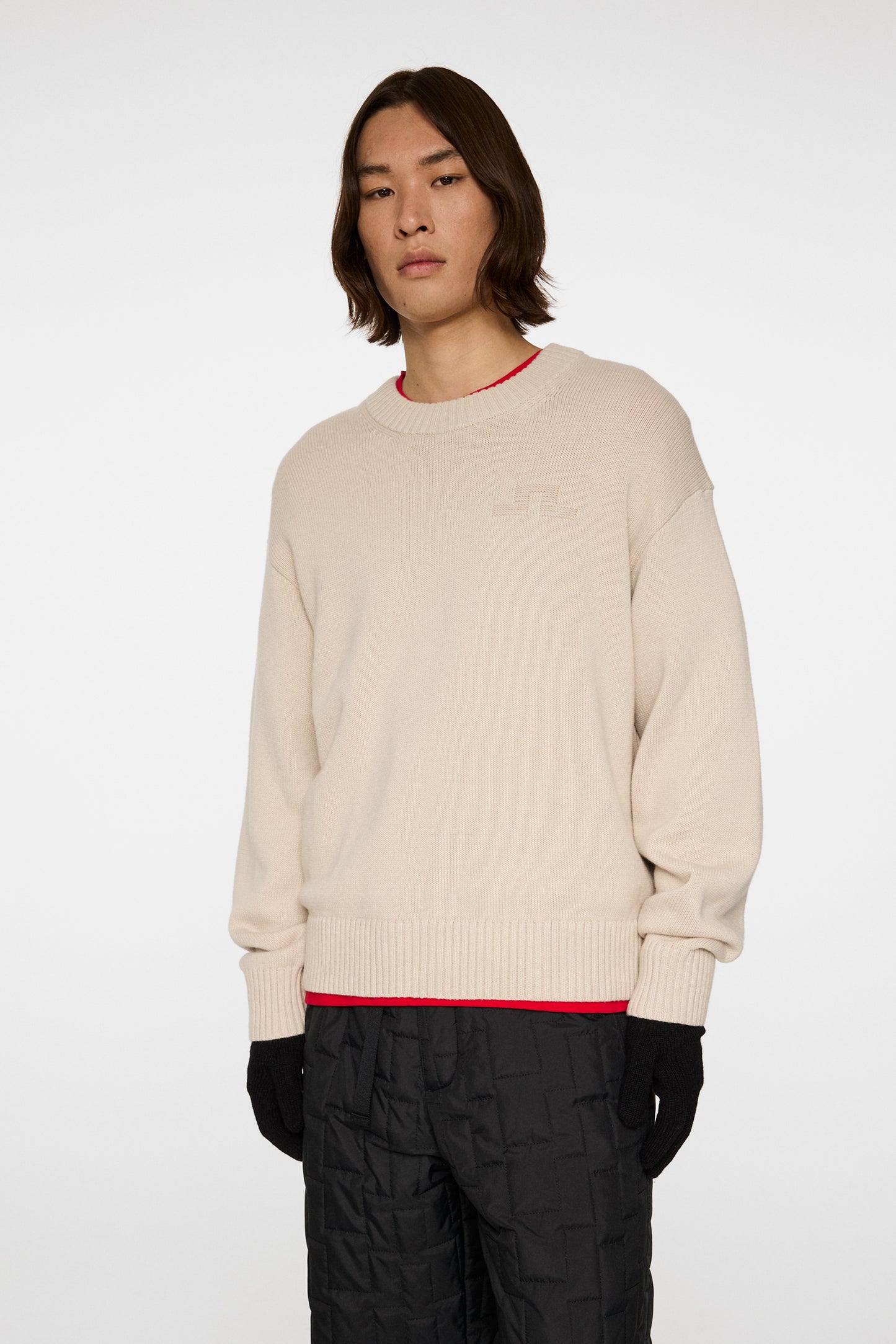 Eddy Cotton Wool Crew Neck in Moonbeam by J.Lindeberg