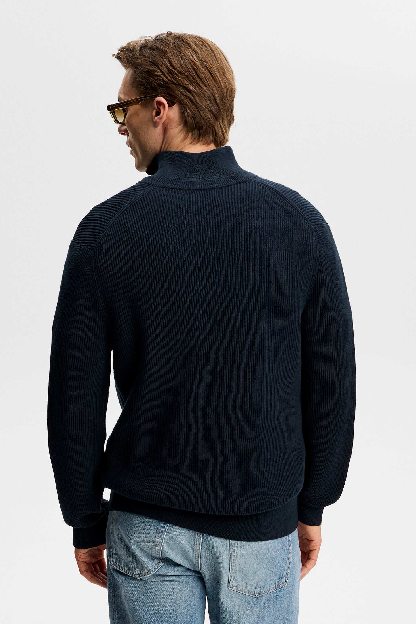 Alex Half Zip Knitted Sweater in JL Navy by J.Lindeberg