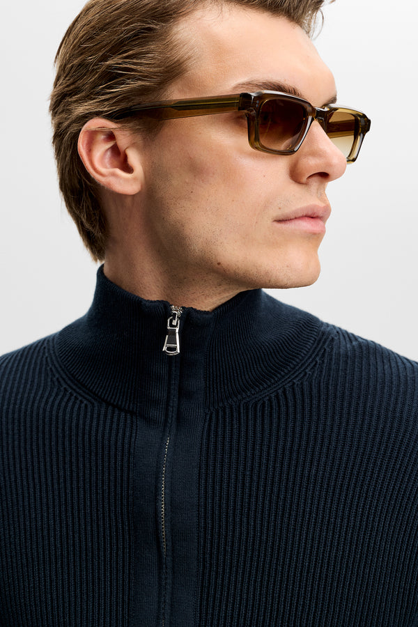 Alex Half Zip Knitted Sweater / JL Navy