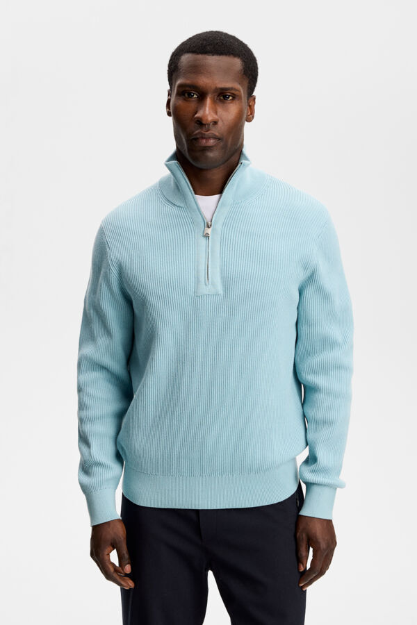 Alex Half Zip Knitted Sweater / Forget-Me-Not