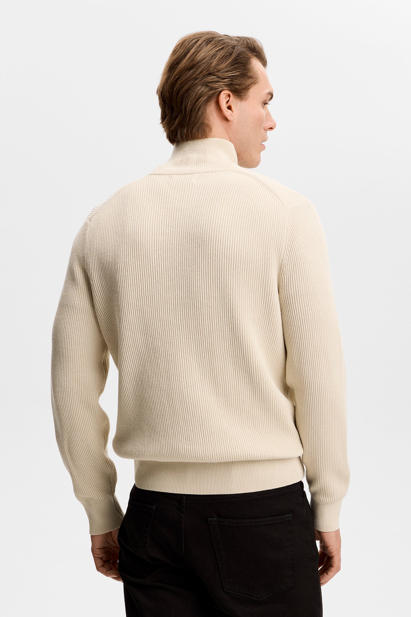 Alex Half Zip Knitted Sweater in Moonbeam by J.Lindeberg