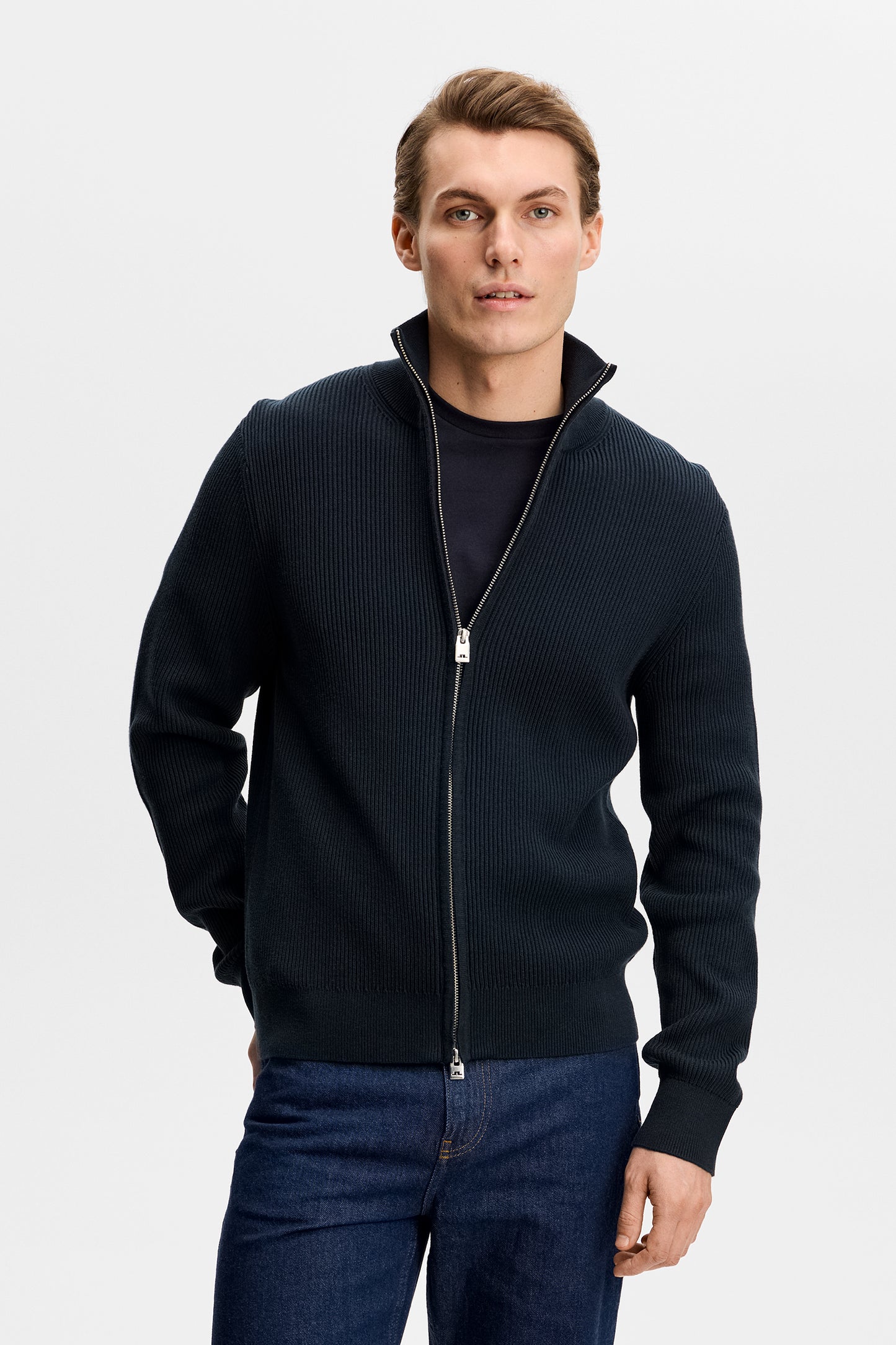 Alexis Full Zip Cardigan in JL Navy by J.Lindeberg