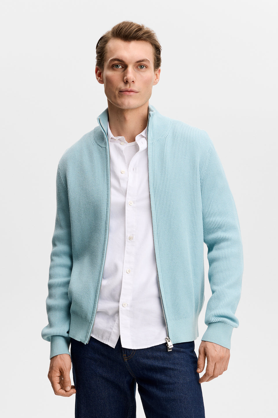 Alexis Full Zip Cardigan / Forget-Me-Not