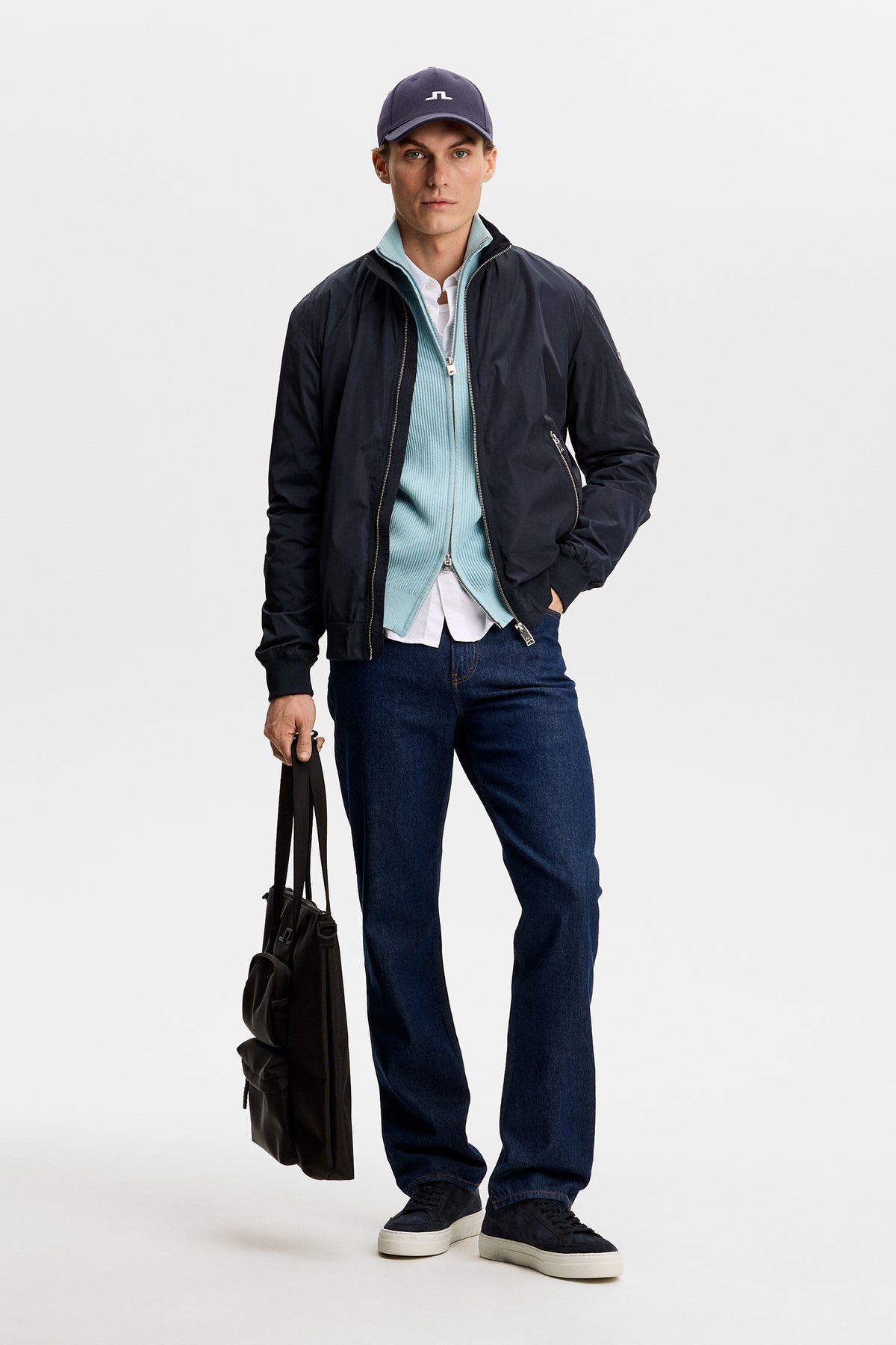 Alexis Full Zip Cardigan in Forget-Me-Not by J.Lindeberg