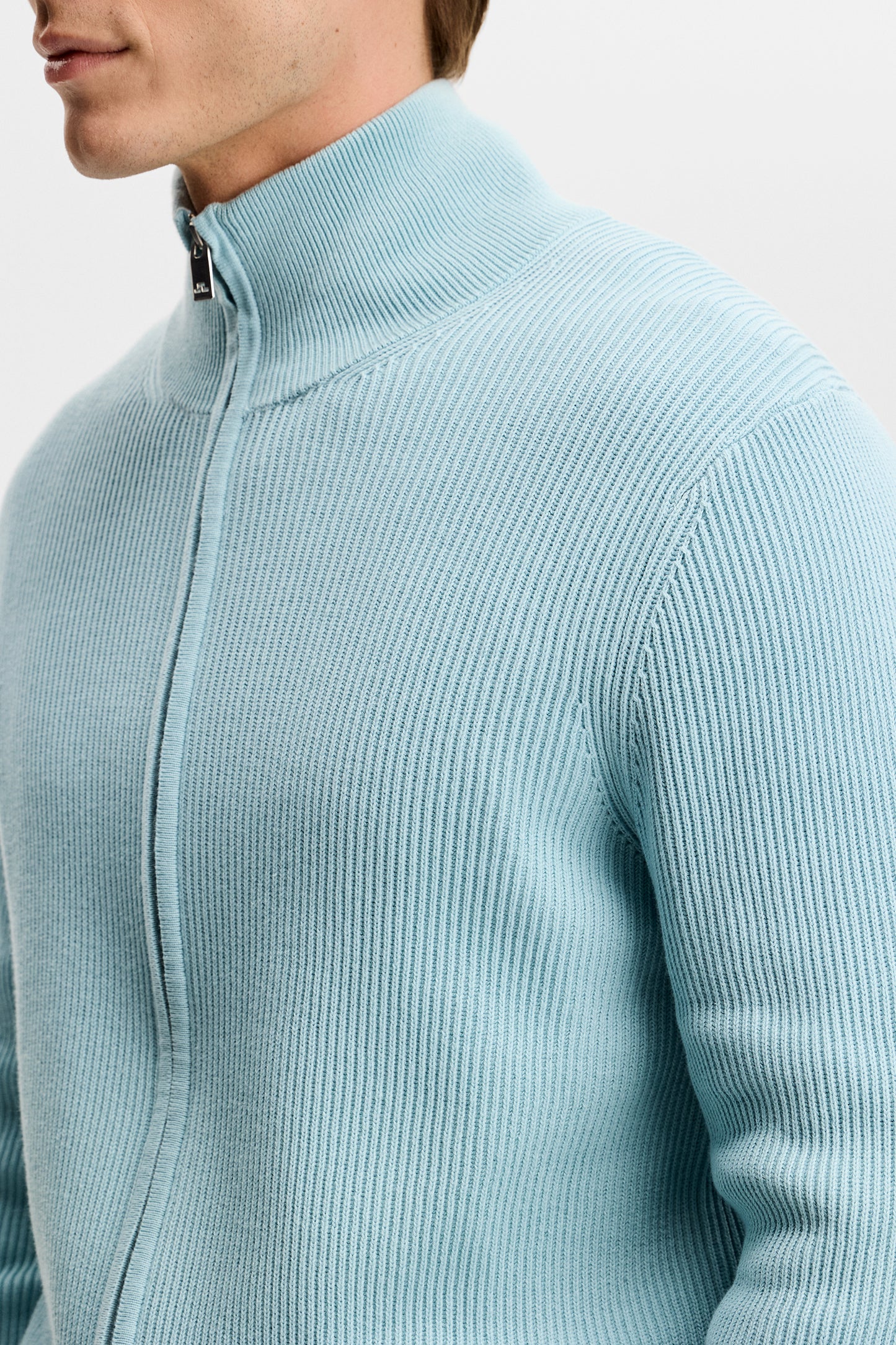 Alexis Full Zip Cardigan in Forget-Me-Not by J.Lindeberg