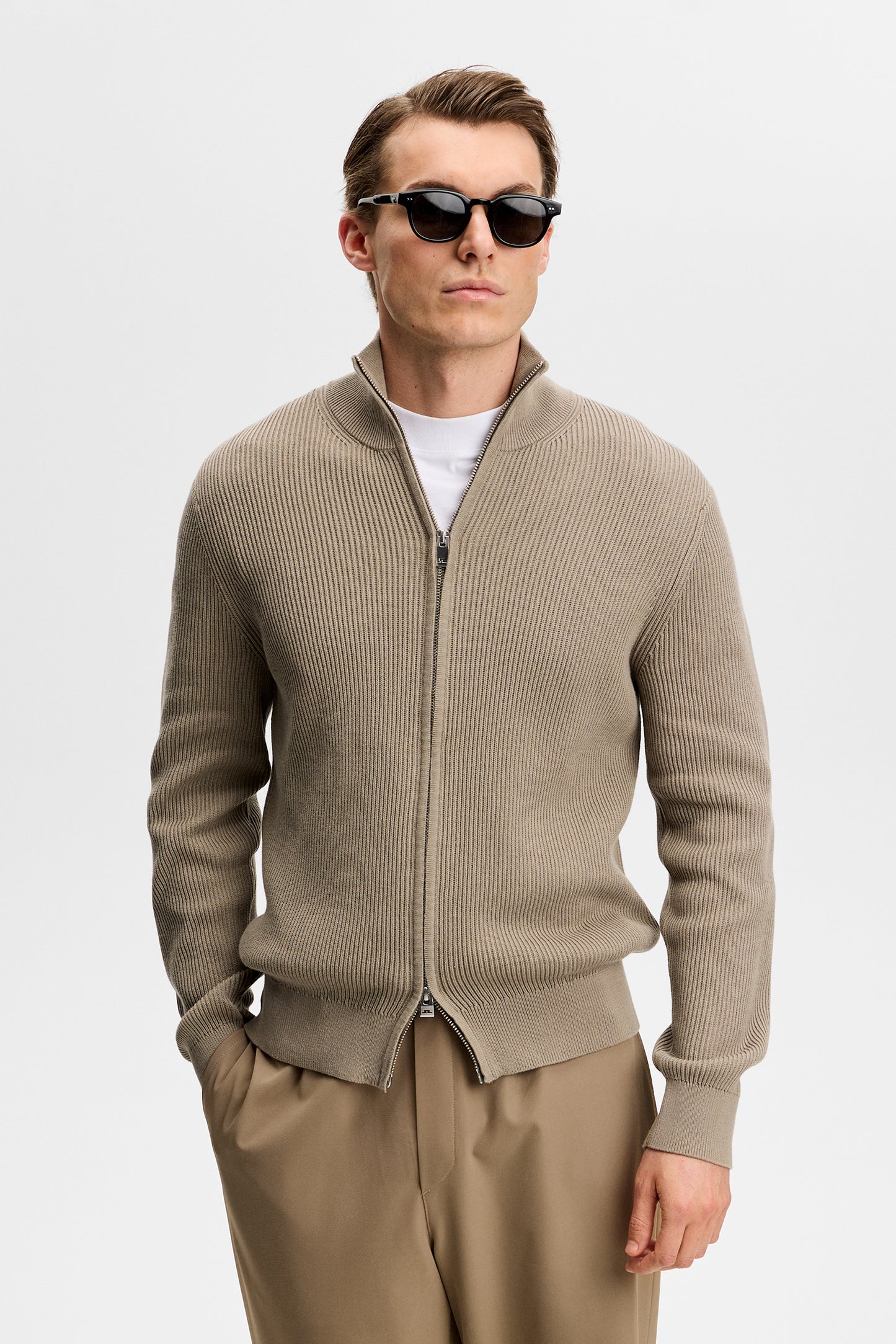 Alexis Full Zip Cardigan in Brindle by J.Lindeberg