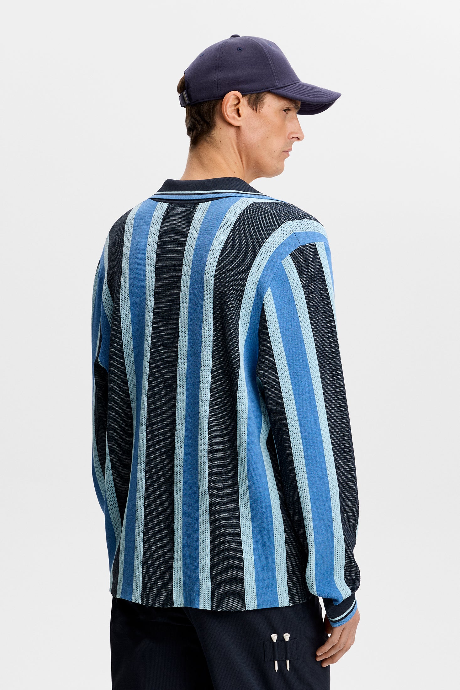 Silas Stripe Polo Knit / JL Navy | J.LINDEBERG US