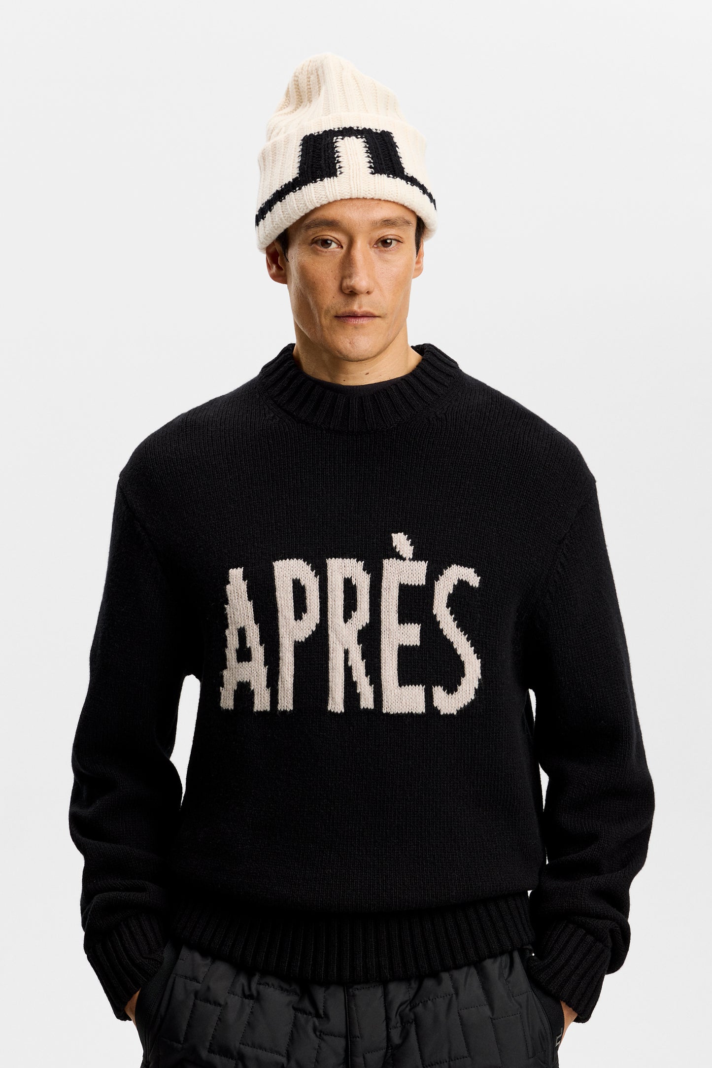 Fabian Graphic Knit Sweater in Black by J.Lindeberg