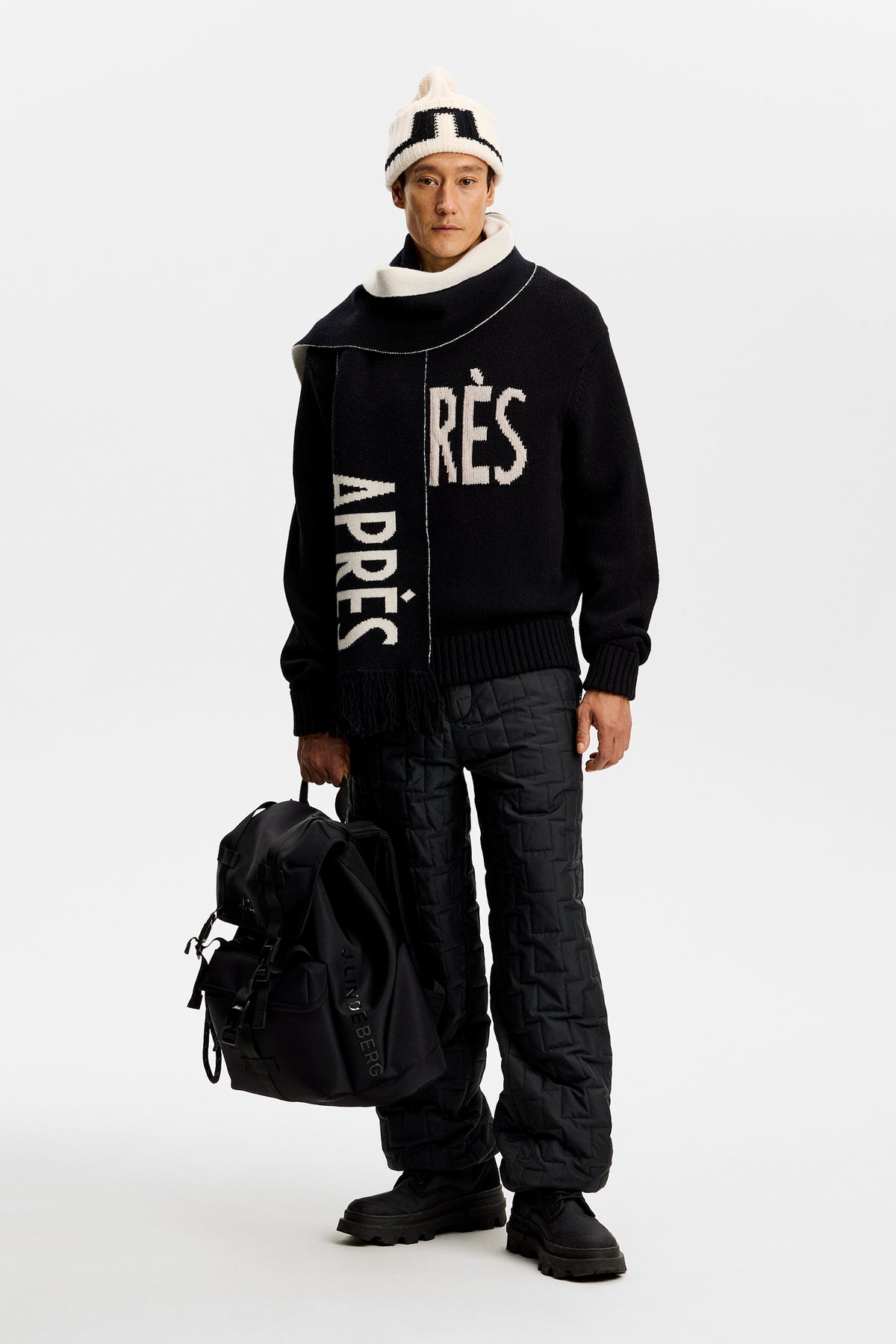 Fabian Graphic Knit Sweater in Black by J.Lindeberg