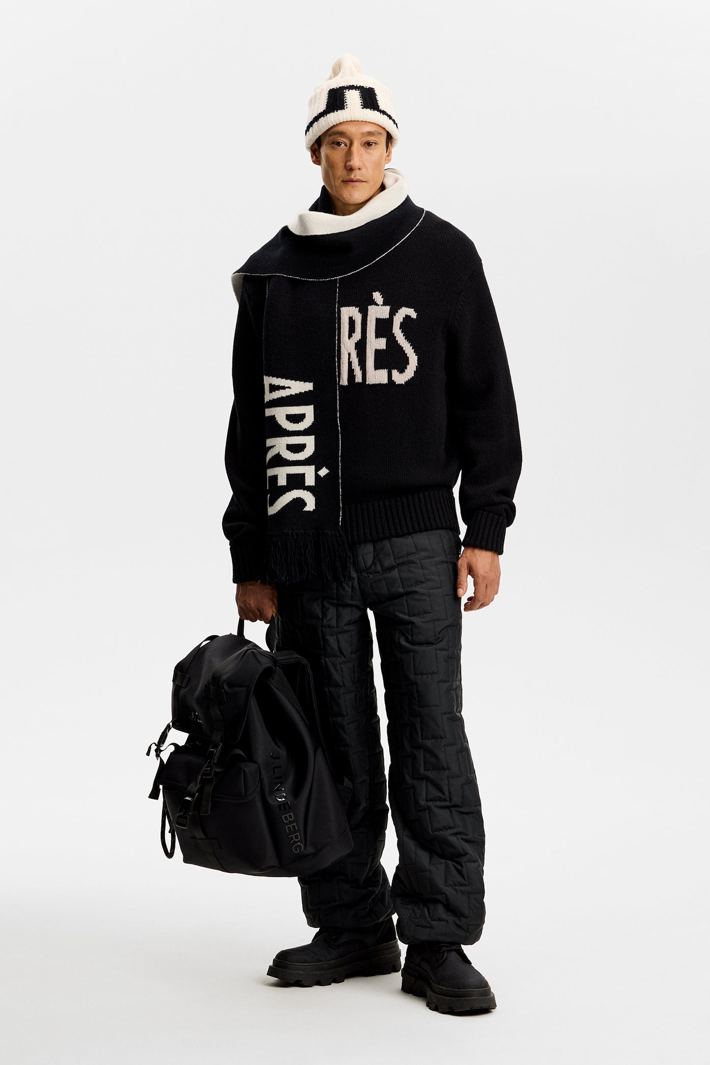 Fabian Graphic Knit Sweater in Black by J.Lindeberg