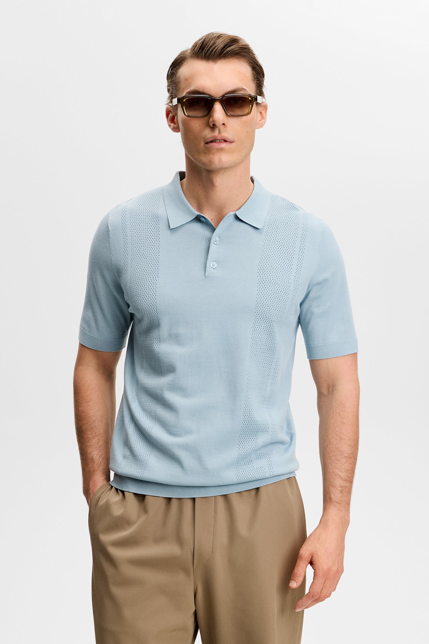 Reymond Seasonal Knit Polo / Forget-Me-Not | J.LINDEBERG US