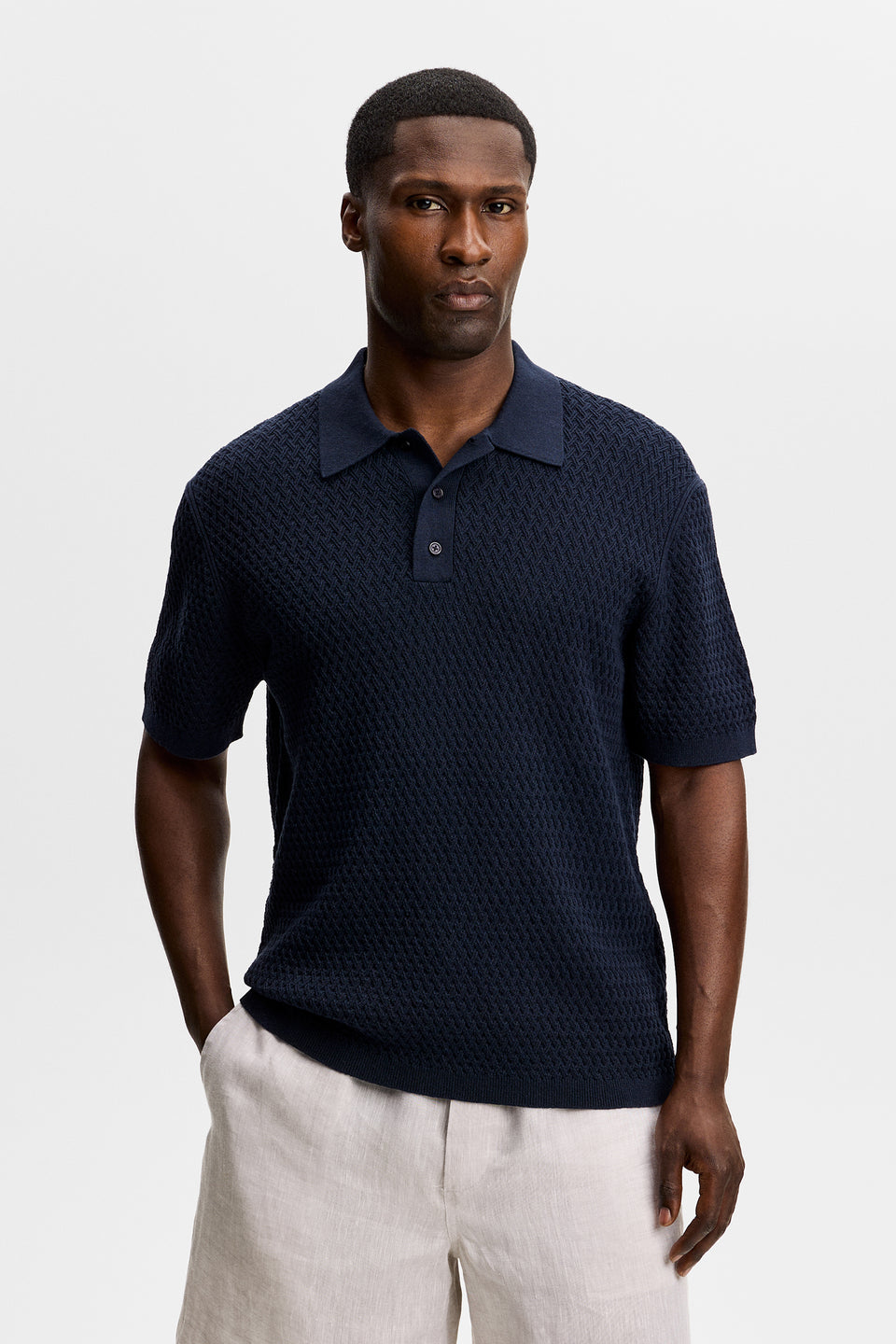 Jacques Structure Knit Polo / JL Navy