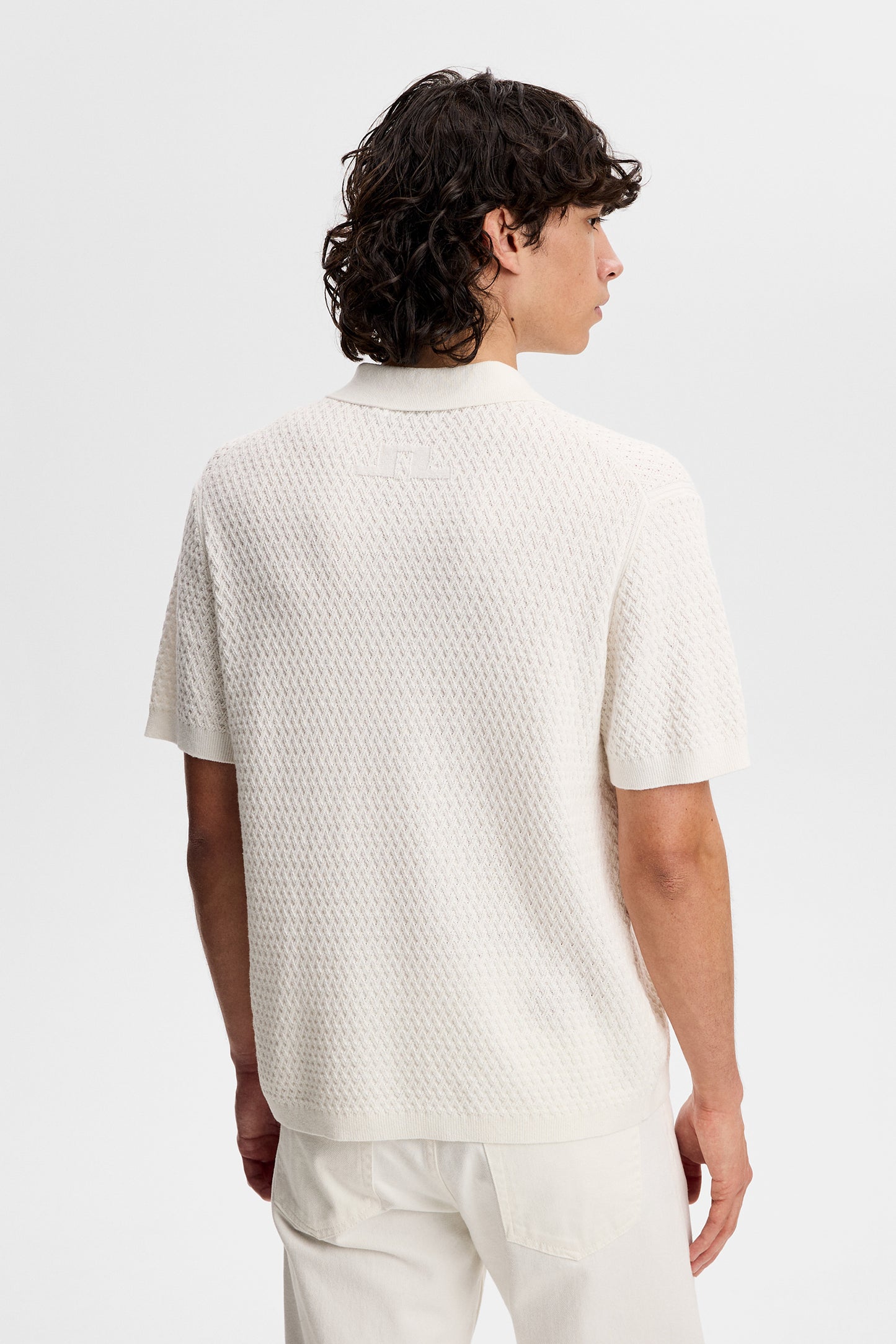 Jacques Structure Knit Polo in Tofu by J.Lindeberg
