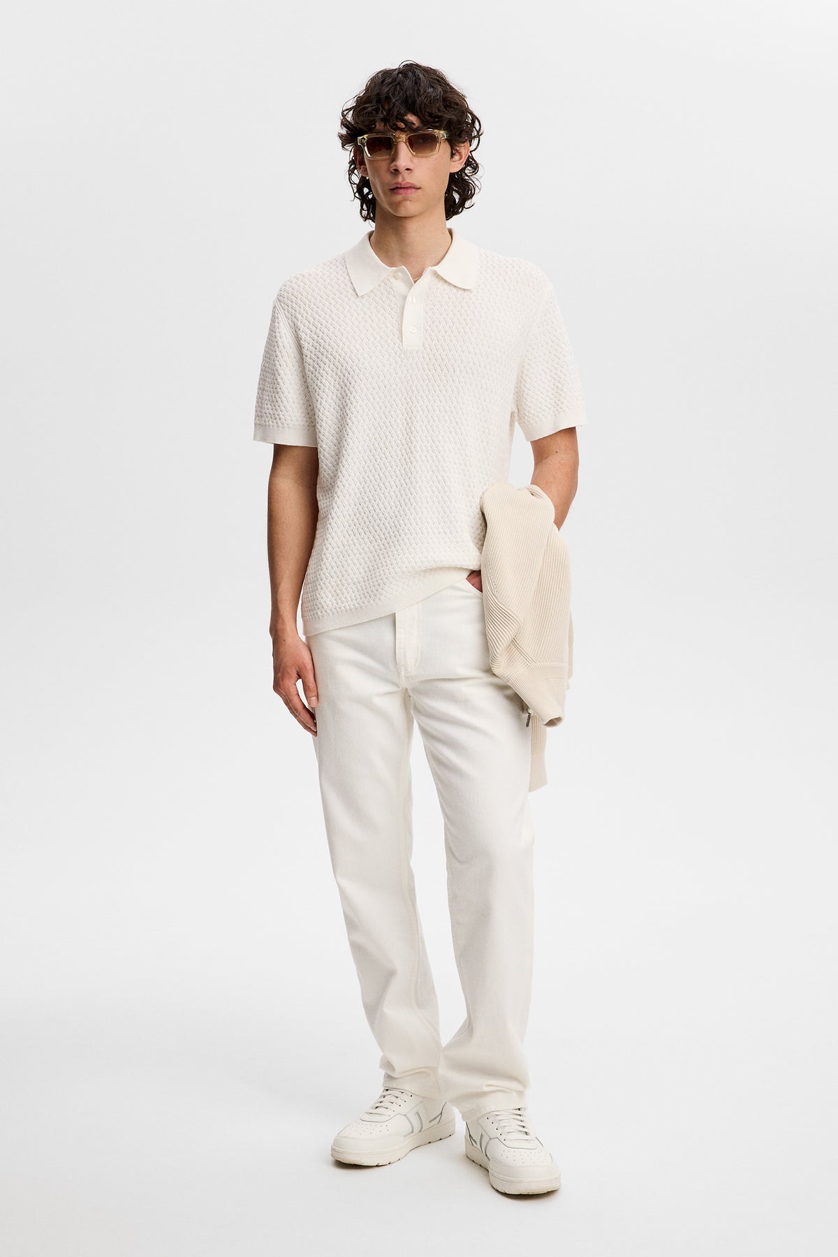 Jacques Structure Knit Polo in Tofu by J.Lindeberg