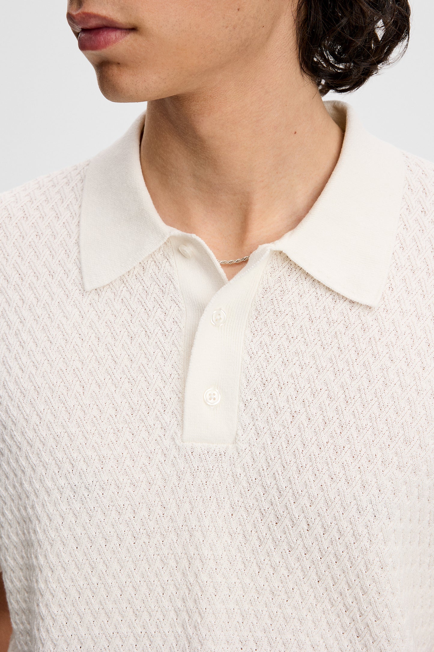 Jacques Structure Knit Polo in Tofu by J.Lindeberg