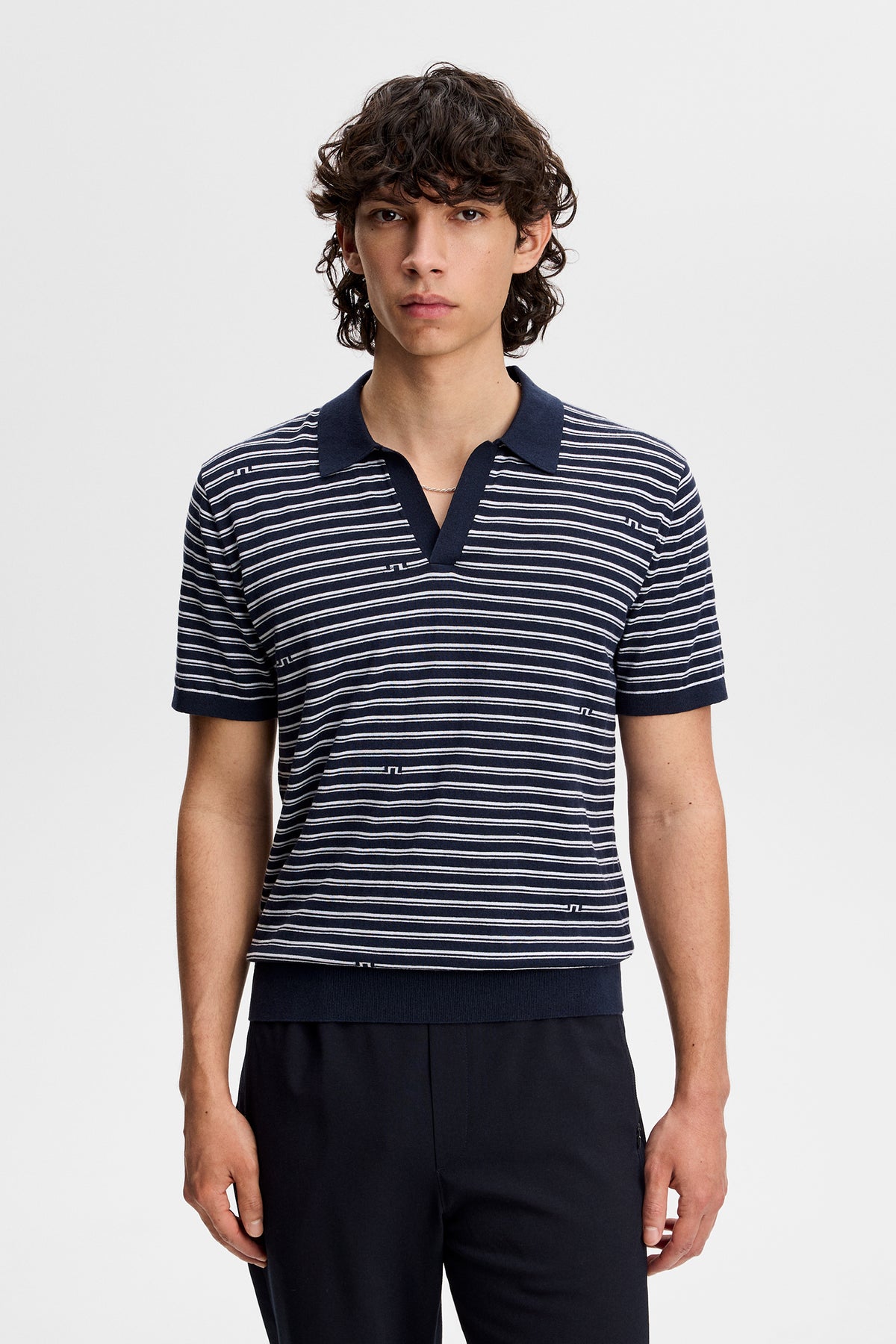 Ben Structure Stripe Polo in Bridge Stripe Navy by J.Lindeberg