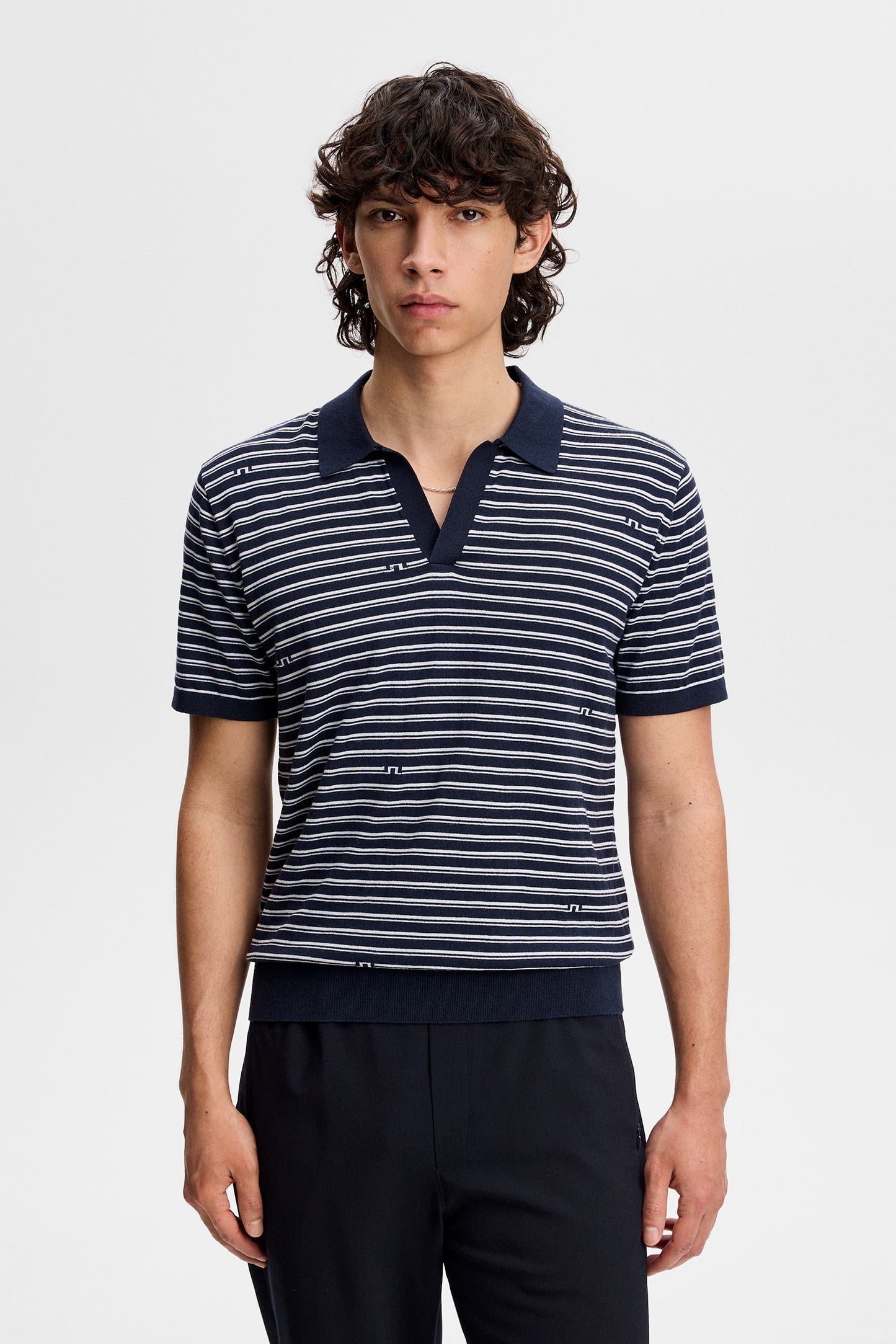 Ben Structure Stripe Polo in Bridge Stripe Navy by J.Lindeberg