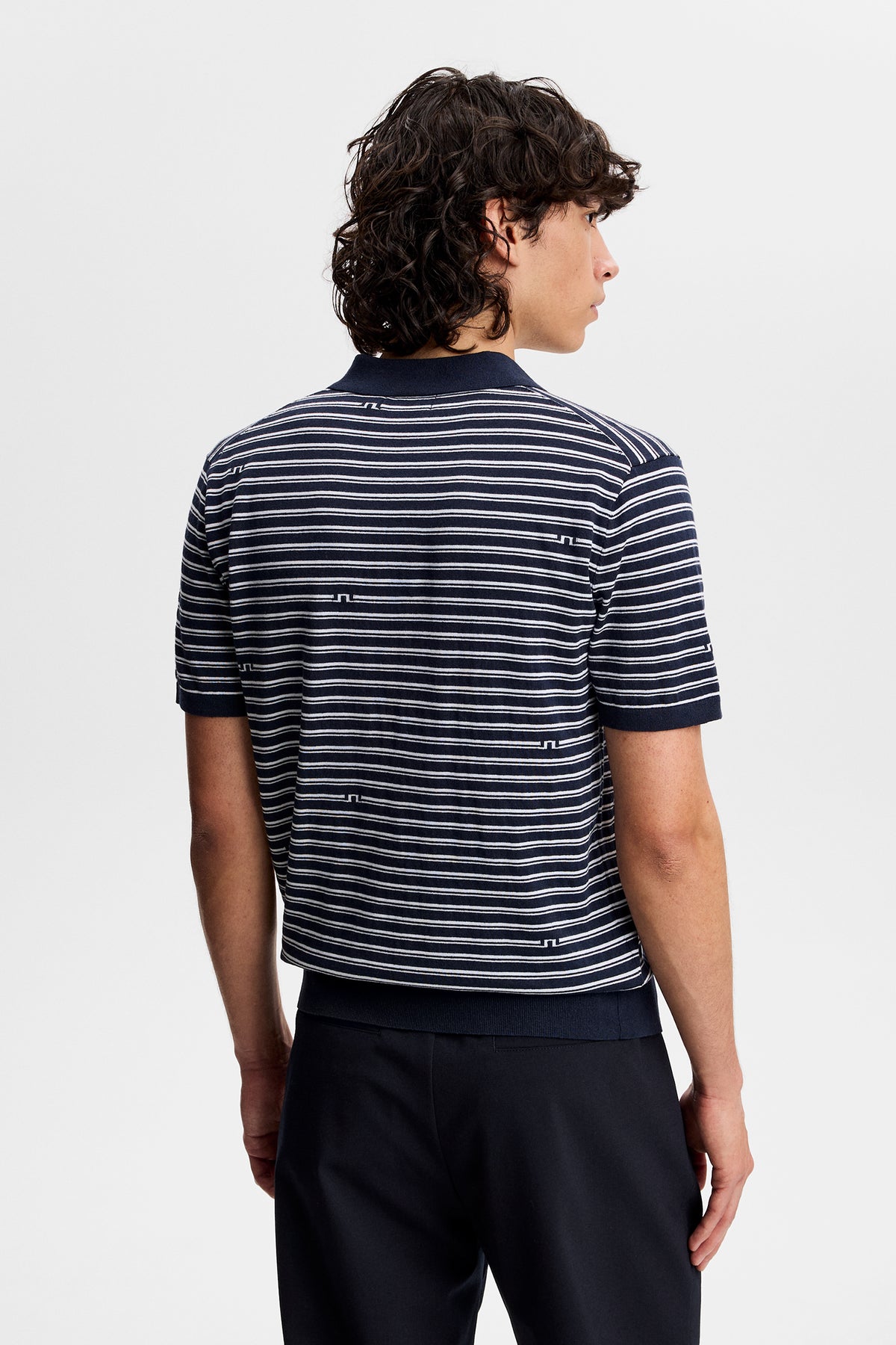 Ben Structure Stripe Polo in Bridge Stripe Navy by J.Lindeberg
