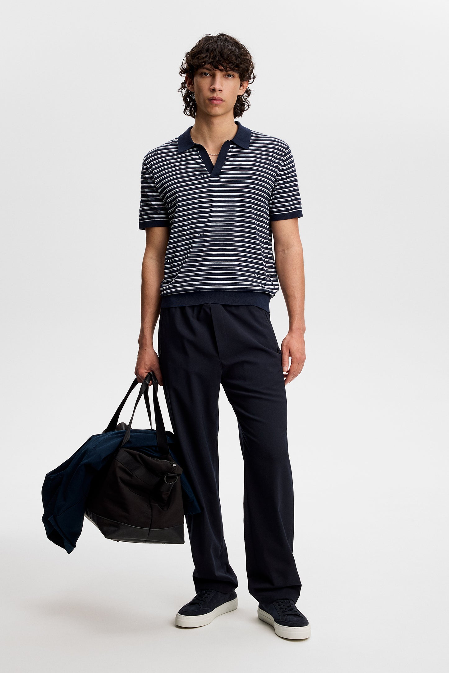 Ben Structure Stripe Polo in Bridge Stripe Navy by J.Lindeberg