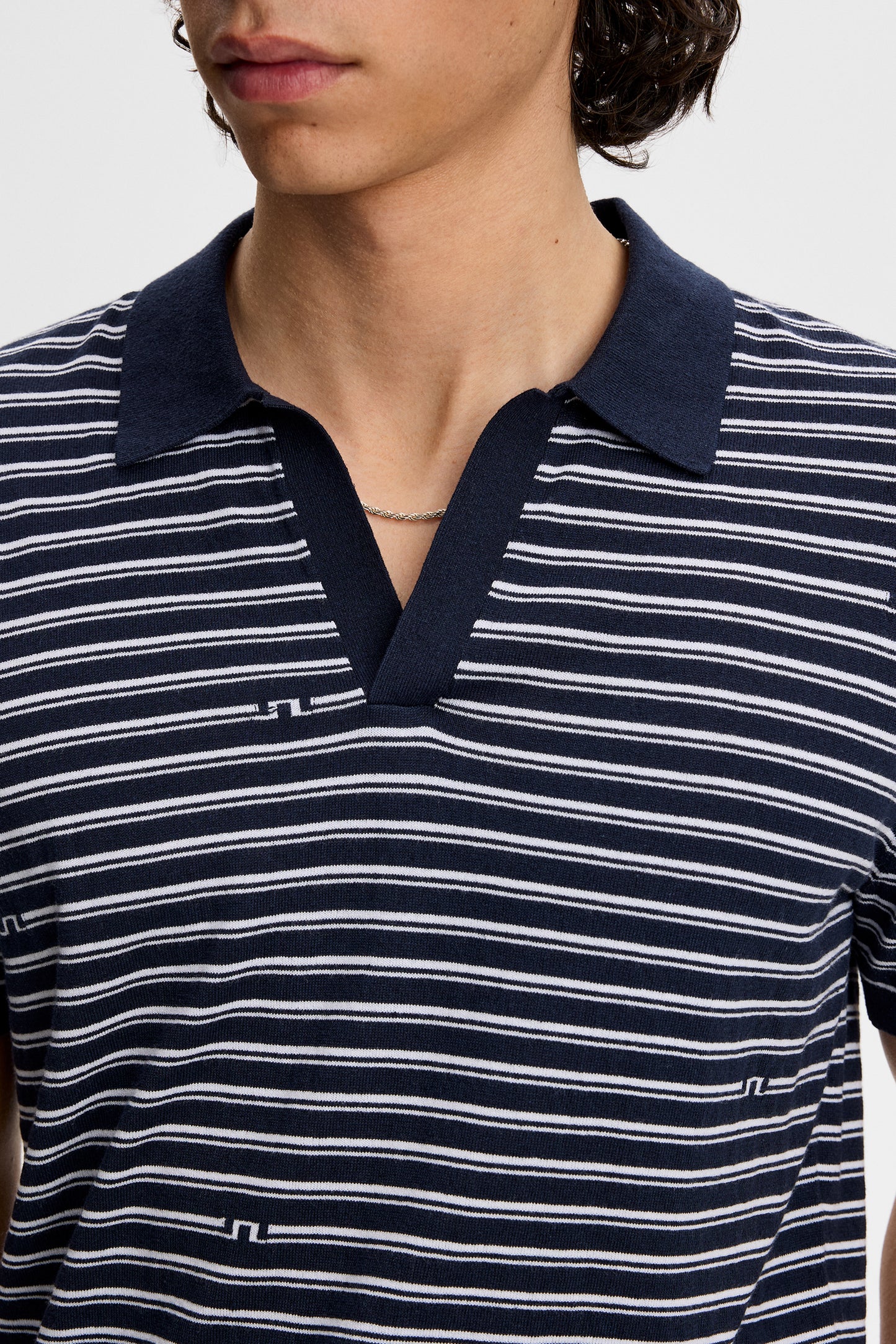 Ben Structure Stripe Polo in Bridge Stripe Navy by J.Lindeberg