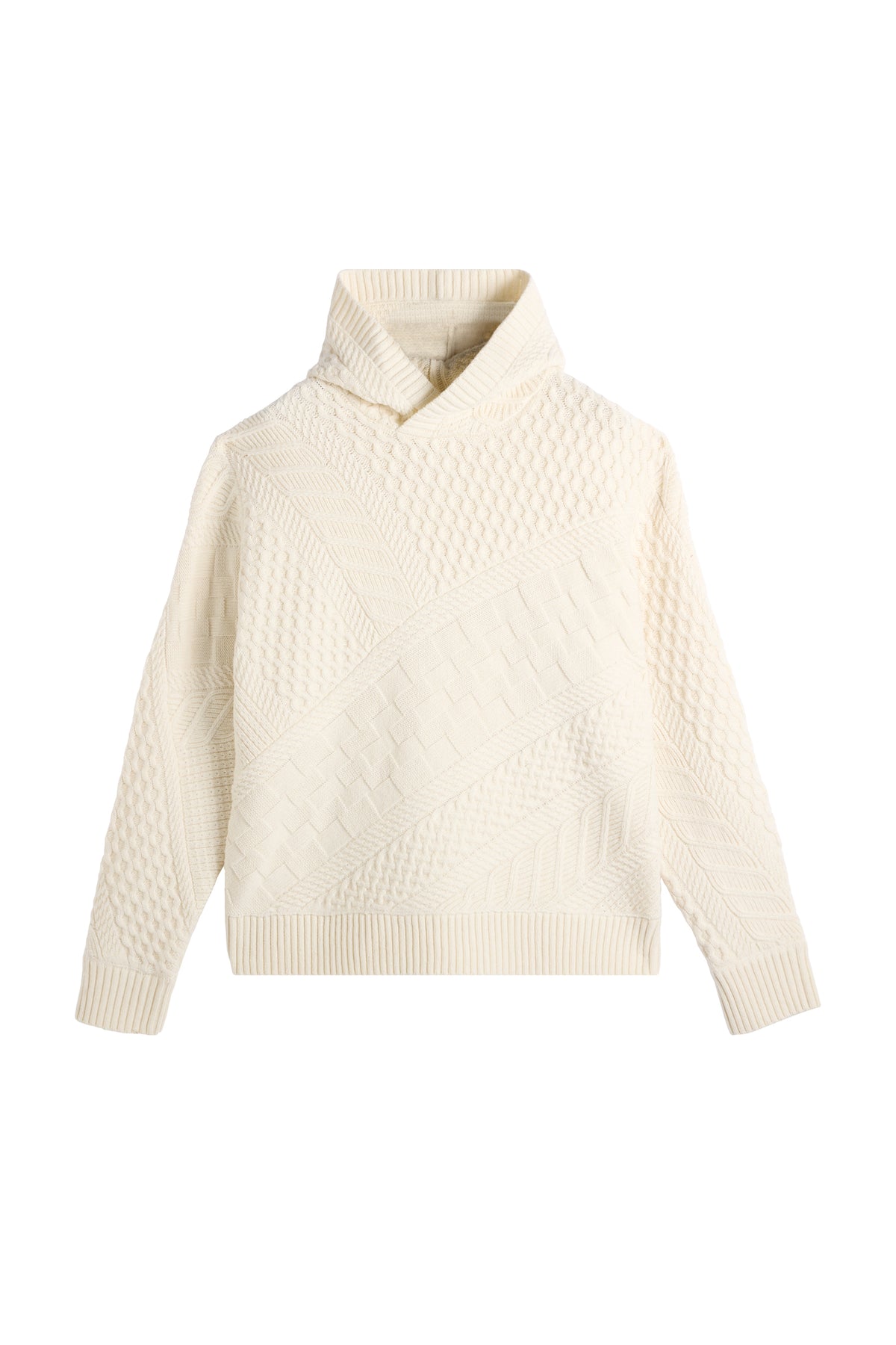 Savio Cable Knit Hoodie in Tofu by J.Lindeberg