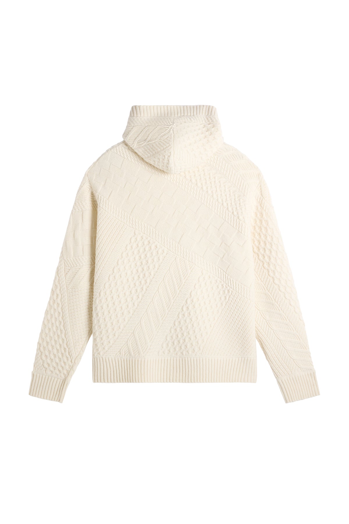 Savio Cable Knit Hoodie in Tofu by J.Lindeberg