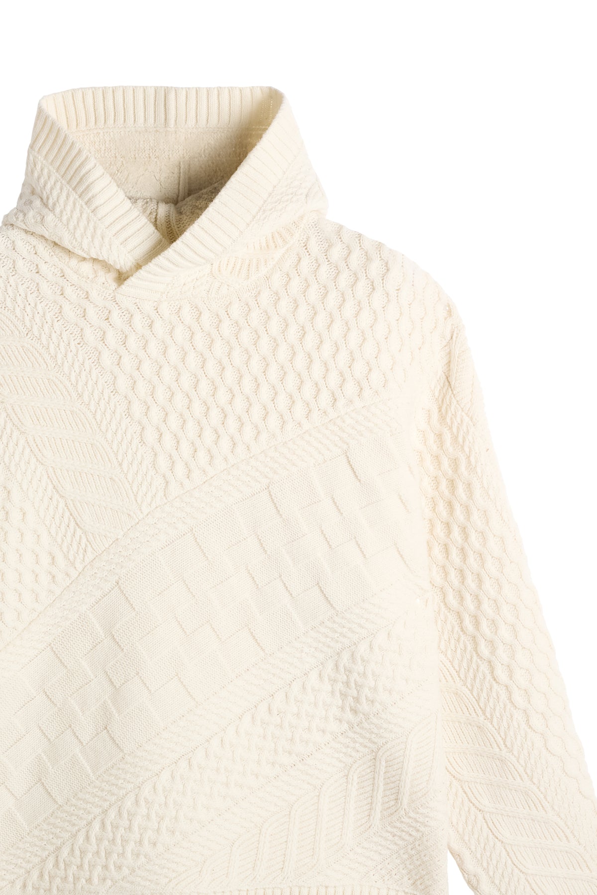 Savio Cable Knit Hoodie in Tofu by J.Lindeberg