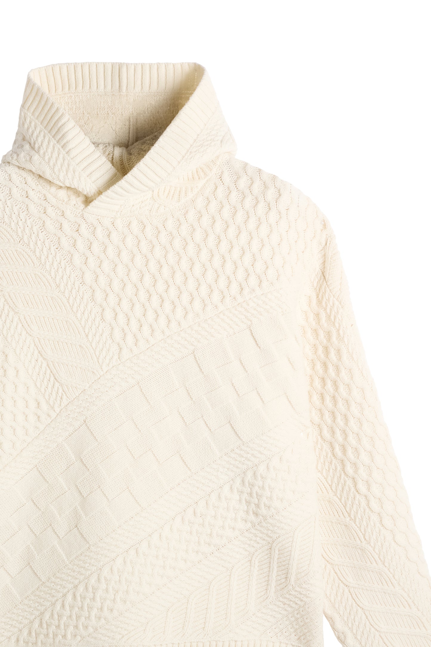 Savio Cable Knit Hoodie in Tofu by J.Lindeberg